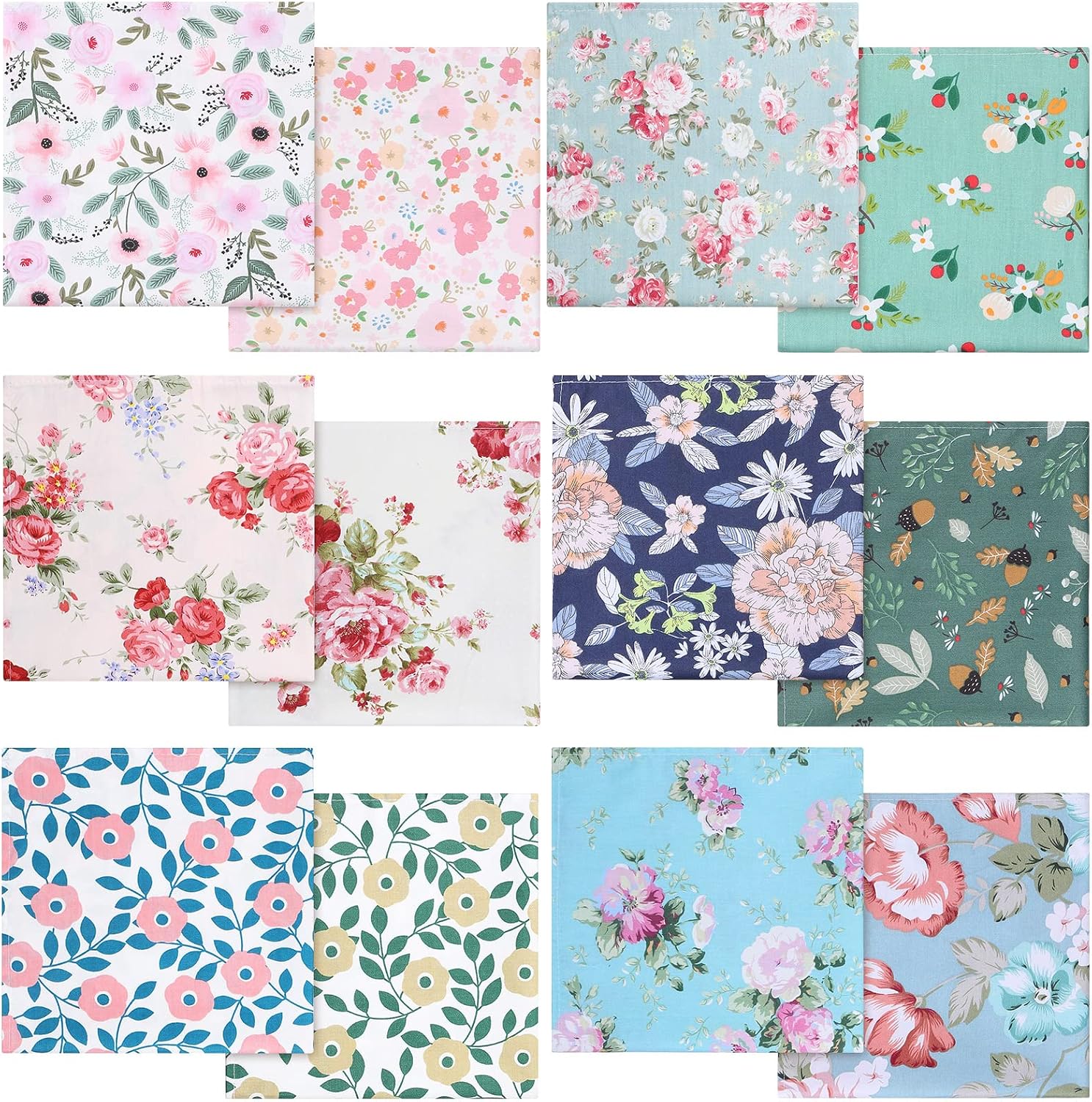 Tatuo Spring Flower Cotton Cloth Napkins Set of 24, 15 x 15 Inch Floral Dinner Napkins Soft Absorbent Washable for