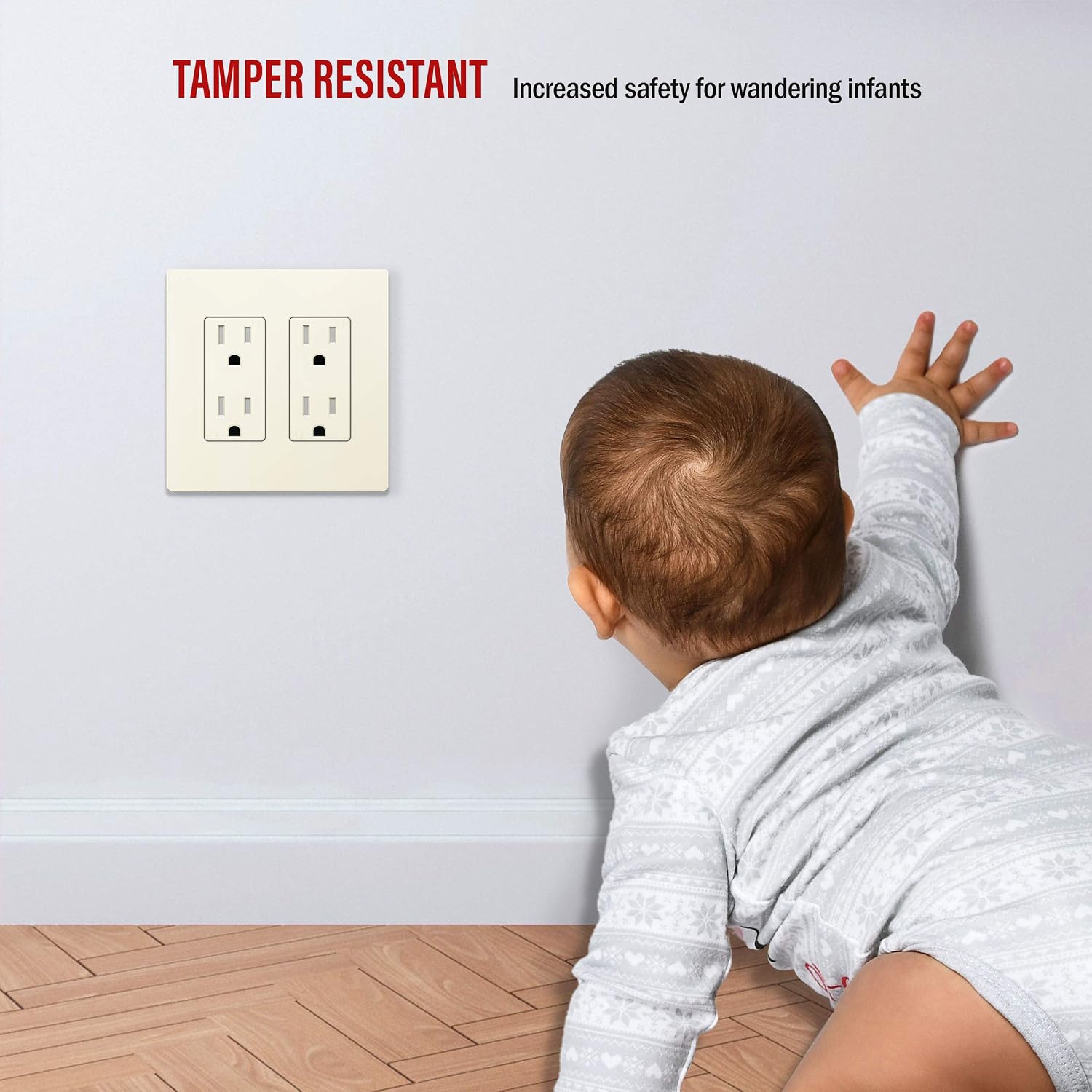 ENERLITES 2-Gang Light Almond Screwless Decorator Wall Plate Outlet Cover | 10 Pack, Size 4.68" x 4.73", Fits light