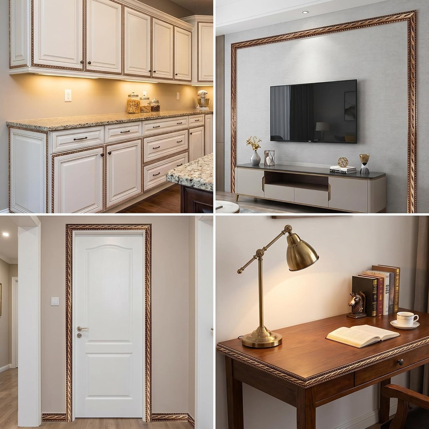 Self Adhesive Peel and Stick Molding Ceiling Molding / Brass