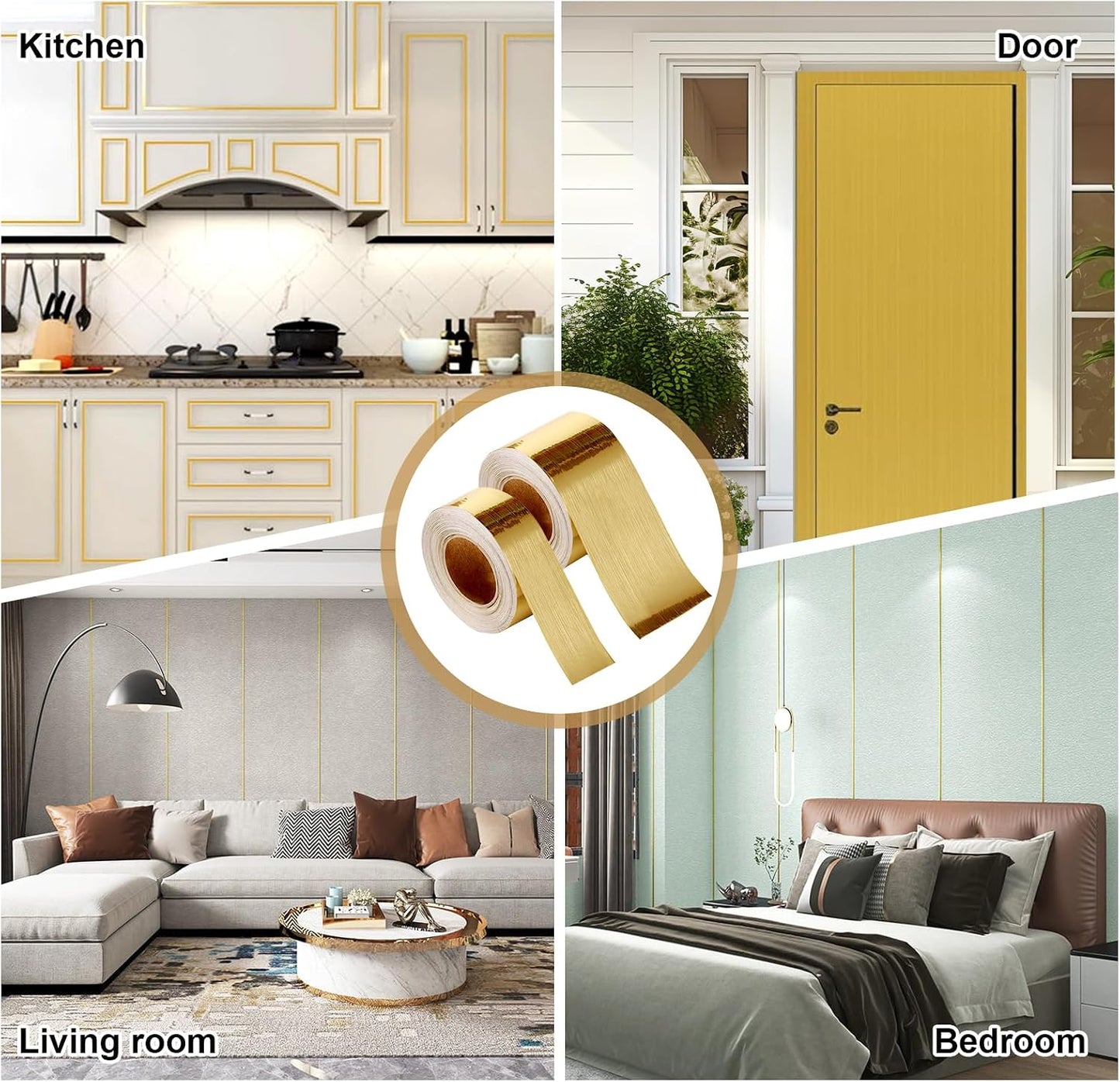 Brushed Peel and Stick Wallpaper Border / Gold