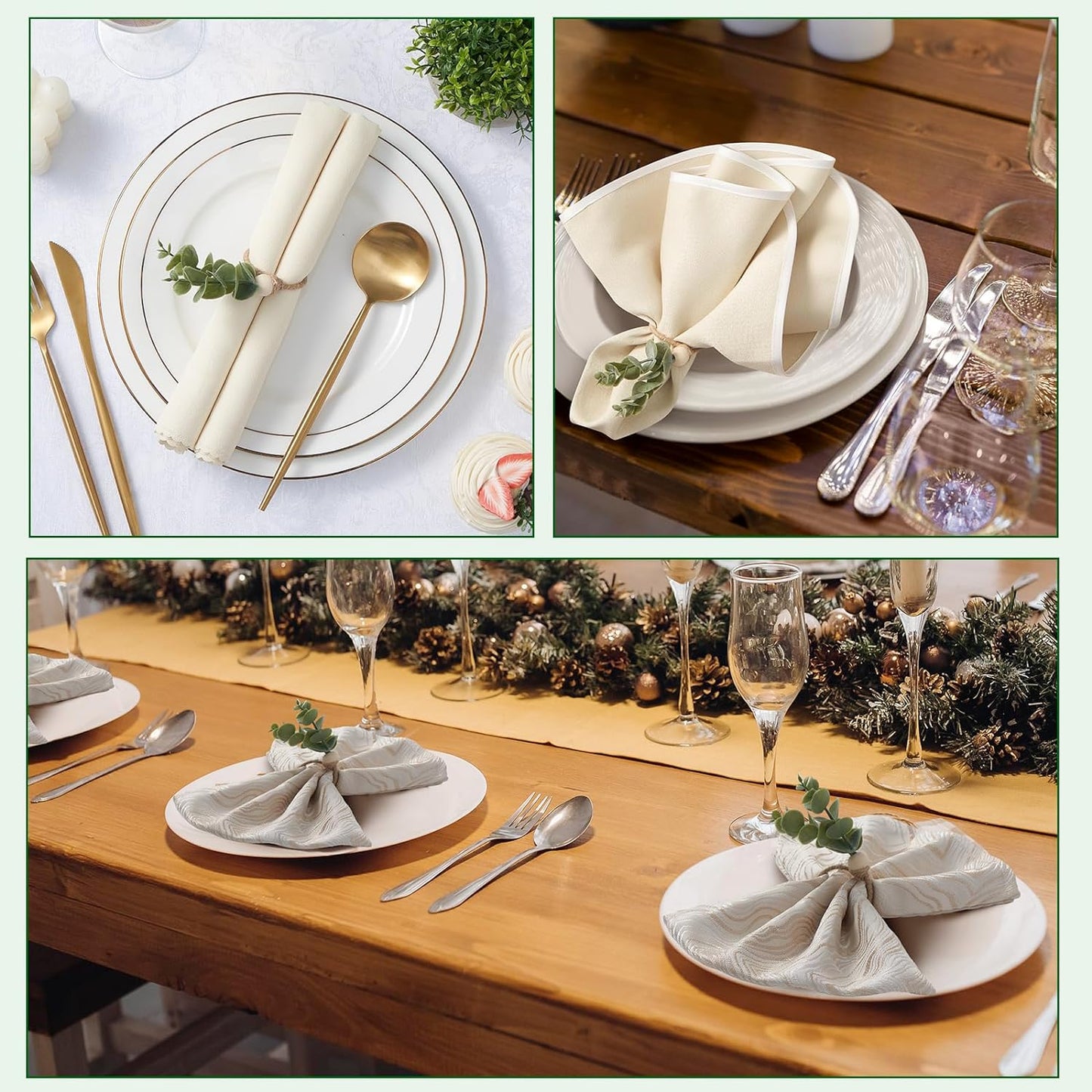 Boho Napkins Rings / Eucalyptus Leaf / Set of 12