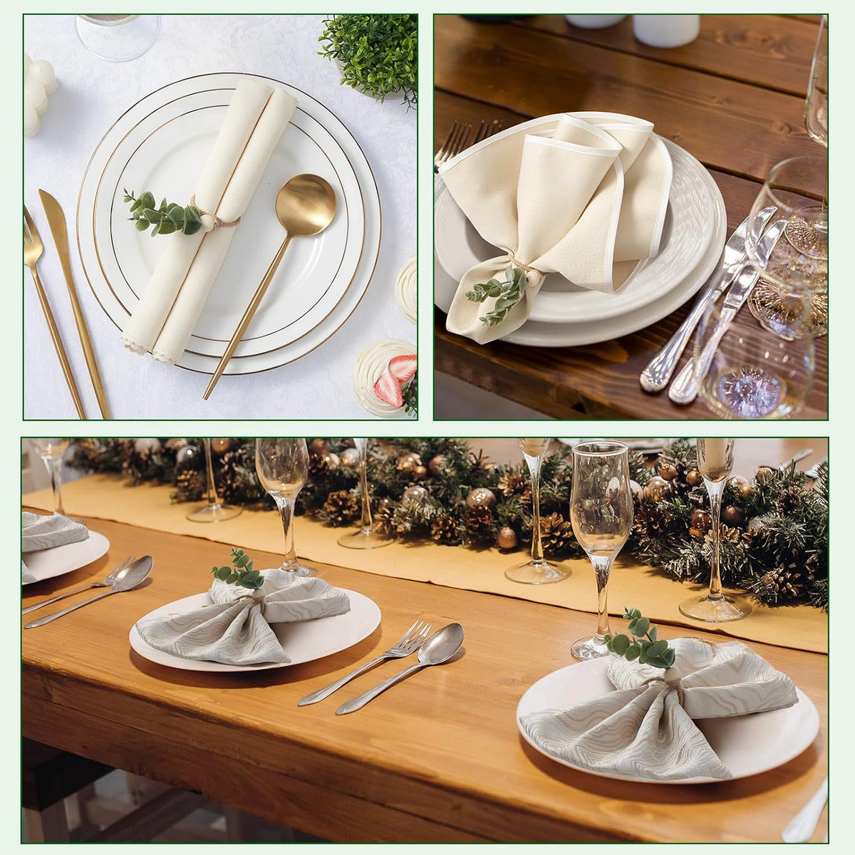 APTWOW 36PCS Farmhouse Christmas Napkin Rings for Party Table Decor | Boho, Eucalyptus Napkins Rings, Easter Napkins