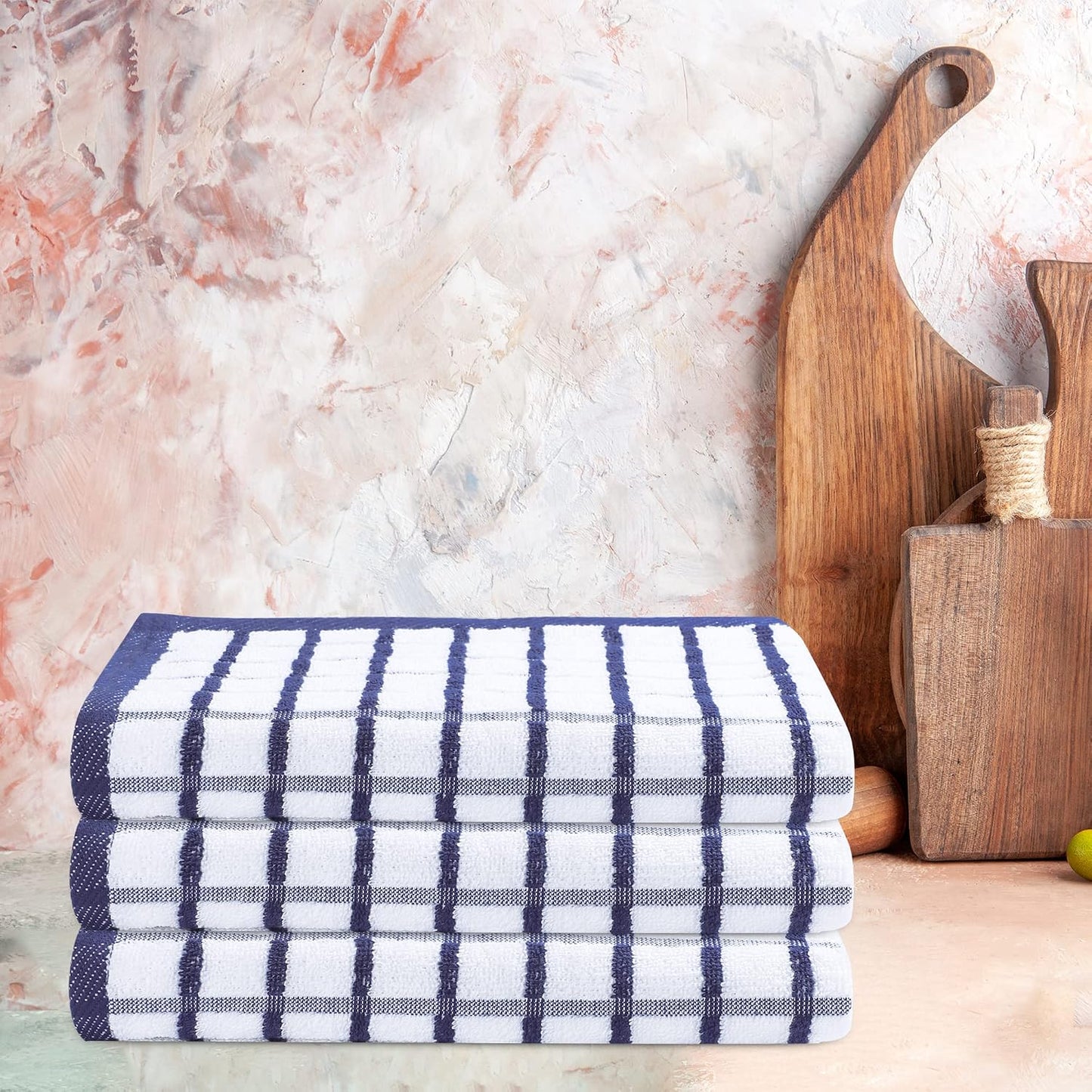 Urban Villa Kitchen Towels Cotton Dish Towels 20”x30” (Set of 3) Black Wht