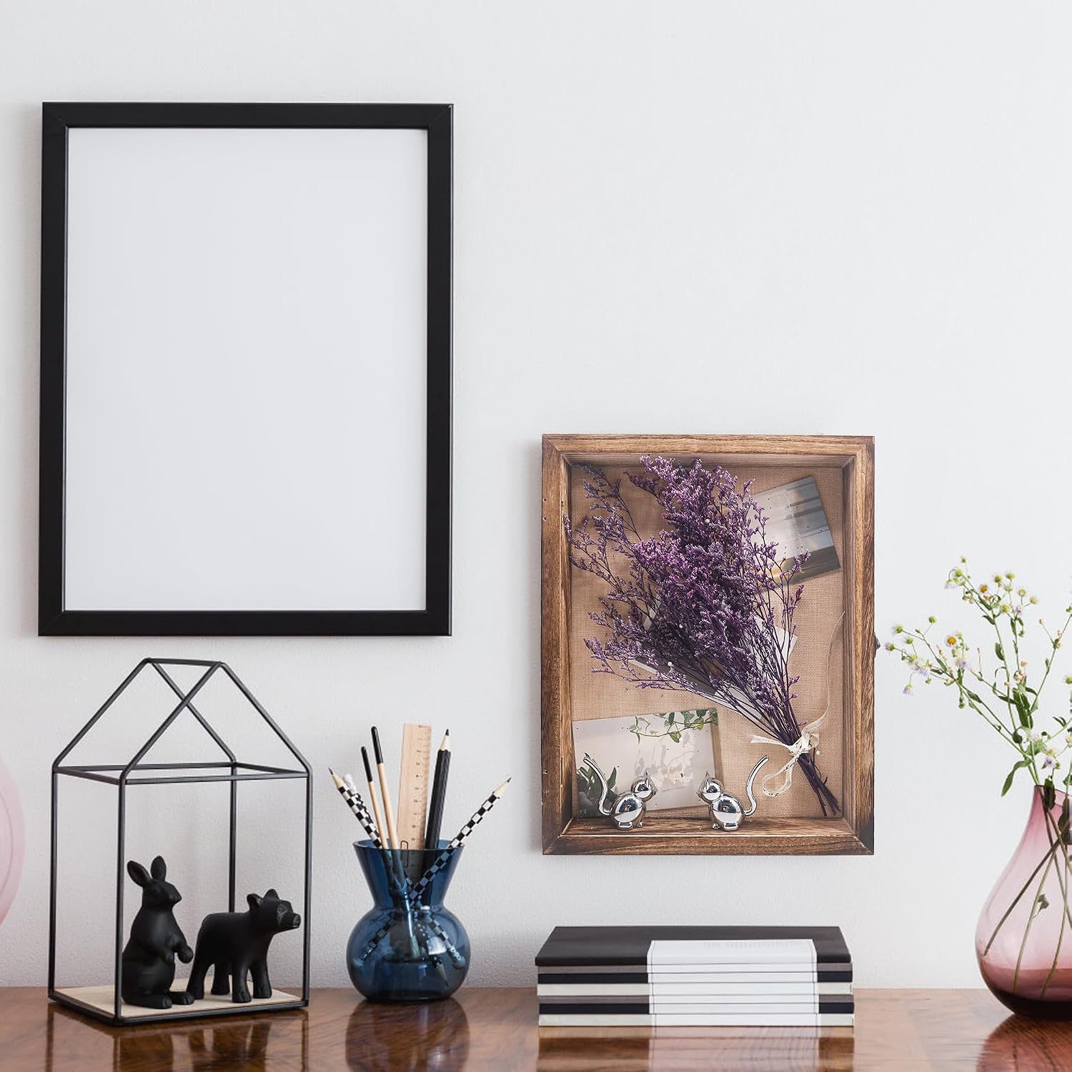 Shadow Box Frame 11x14, Wood Display Boxes with Linen Back | Large Shadow Box with Paulownia Wood and Real Glass Cover