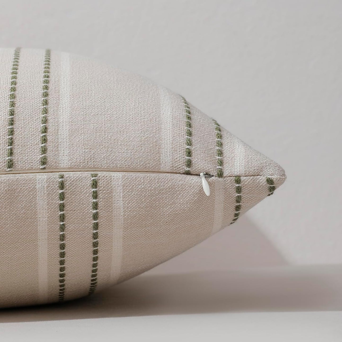 Spring Decorative Pillow Covers Striped Throw Pillows Textured Linen / Green / 18 x 18 / Set of 2