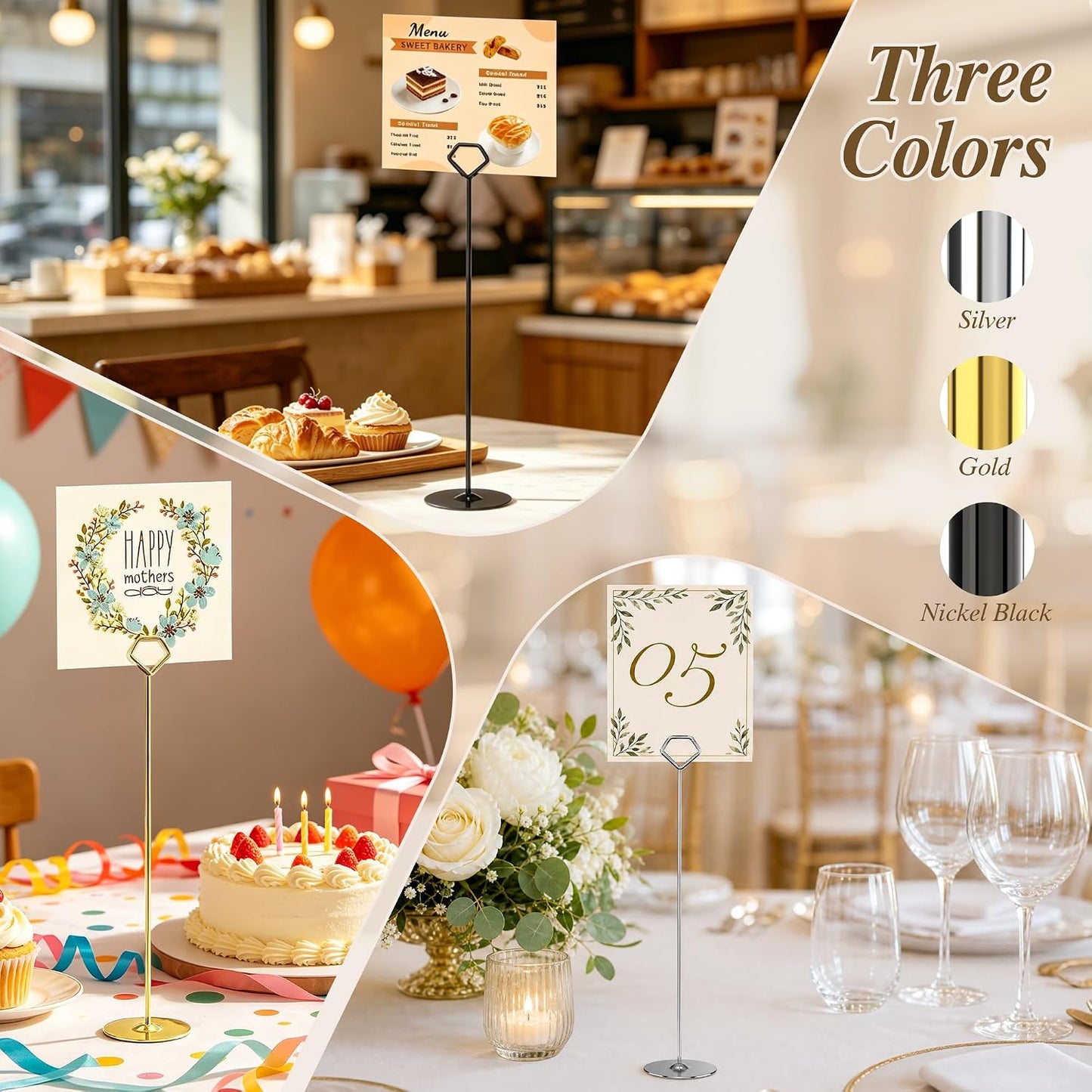 Urban Deco 16PK Table Number Holders 12 Inches Place Card Holder Metal Table Card Holders Picture Holders For Tables
