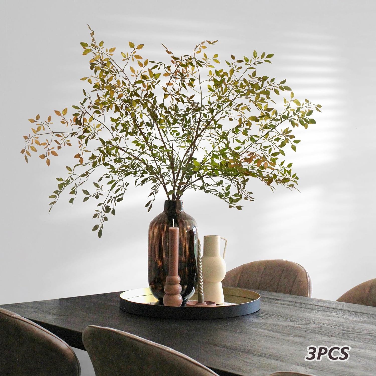 Greenery Stems for Vase Faux Plants / Orange / Set of 3