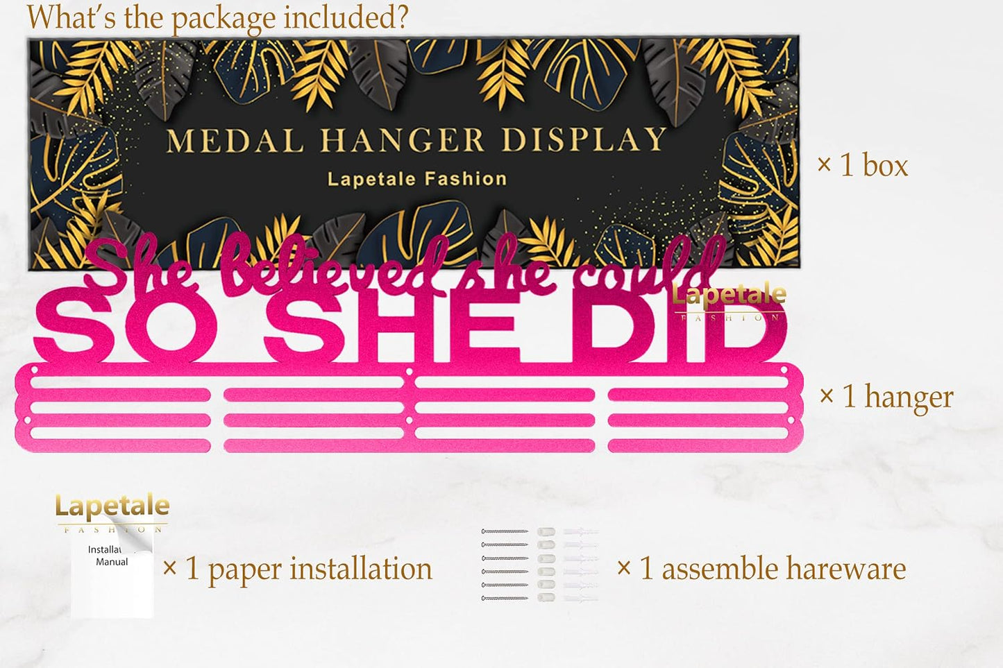 Medal Hanger Holder Display Wall Rack Frame Shelf-Medal Hanger Awards Ribbon Cheer,Gymnastics,Soccer,Softball Holder