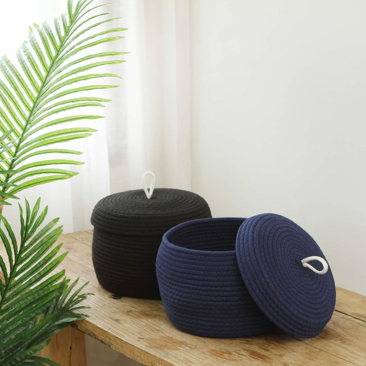 Decorative Woven Storage Bin / Small / Dark Blue