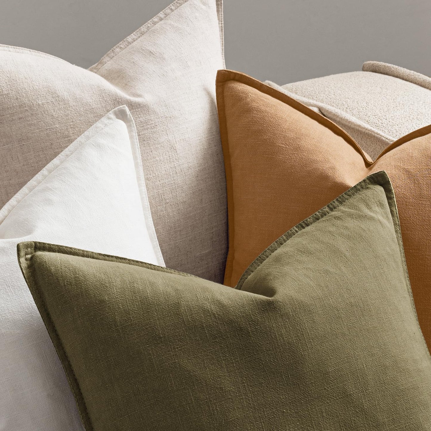 Linen Pillow Covers Decorative Natural Solid Throw Pillow Covers Soft / 18 x 18 / Brown / Set of 4