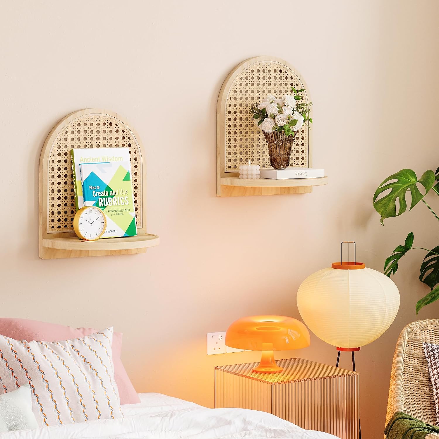 Unique Small Display Shelves / Natural Rattan Shelf