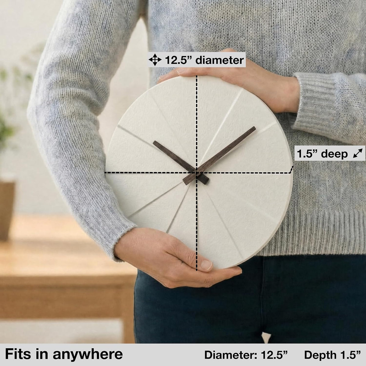 Driini Staircase Modern Wall Clock - Unique Frameless Concrete Design - Contemporary, Minimalist Decor; No Numbers