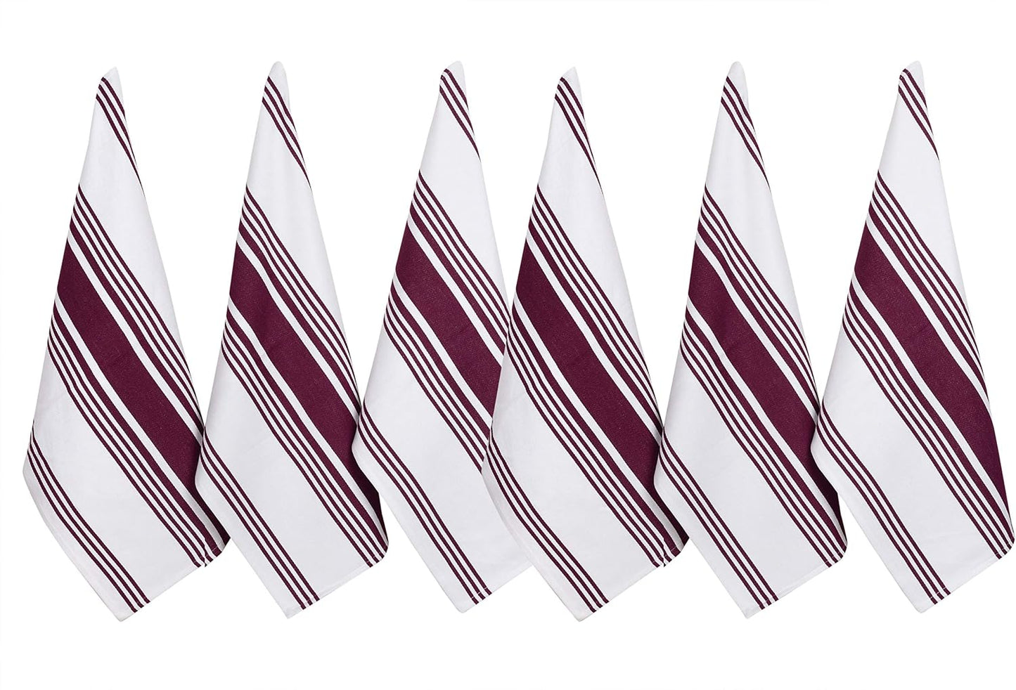 Urban Villa Kitchen Towels Cotton Dish Towels 20”x30” (Set of 6) Wine Wht