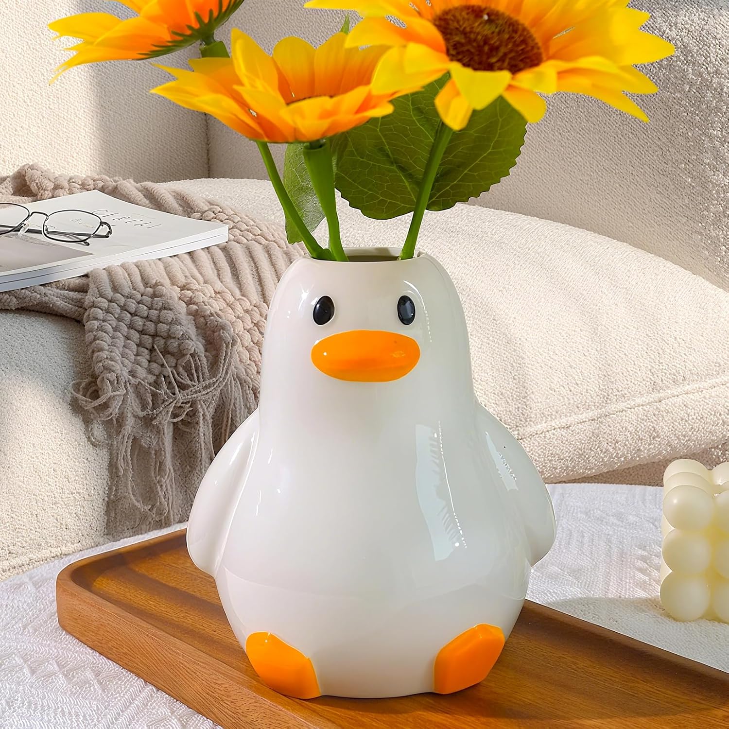 Unique Duck Vase / Fat Duck Vase / White