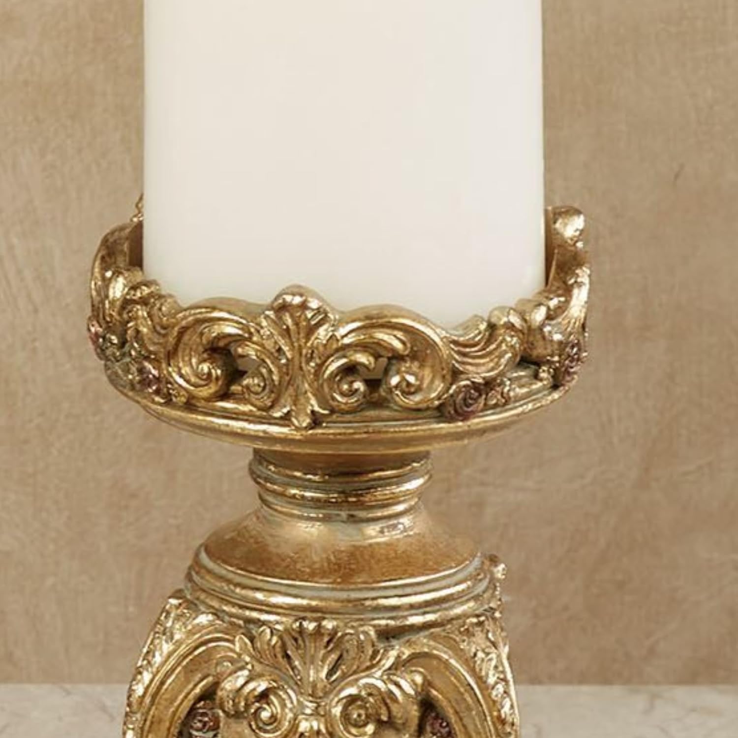 Touch of Class Angelique Ornate Candleholders Aged Gold Set of 3 | Victorian Style, Table Candleholder, For Dining Room