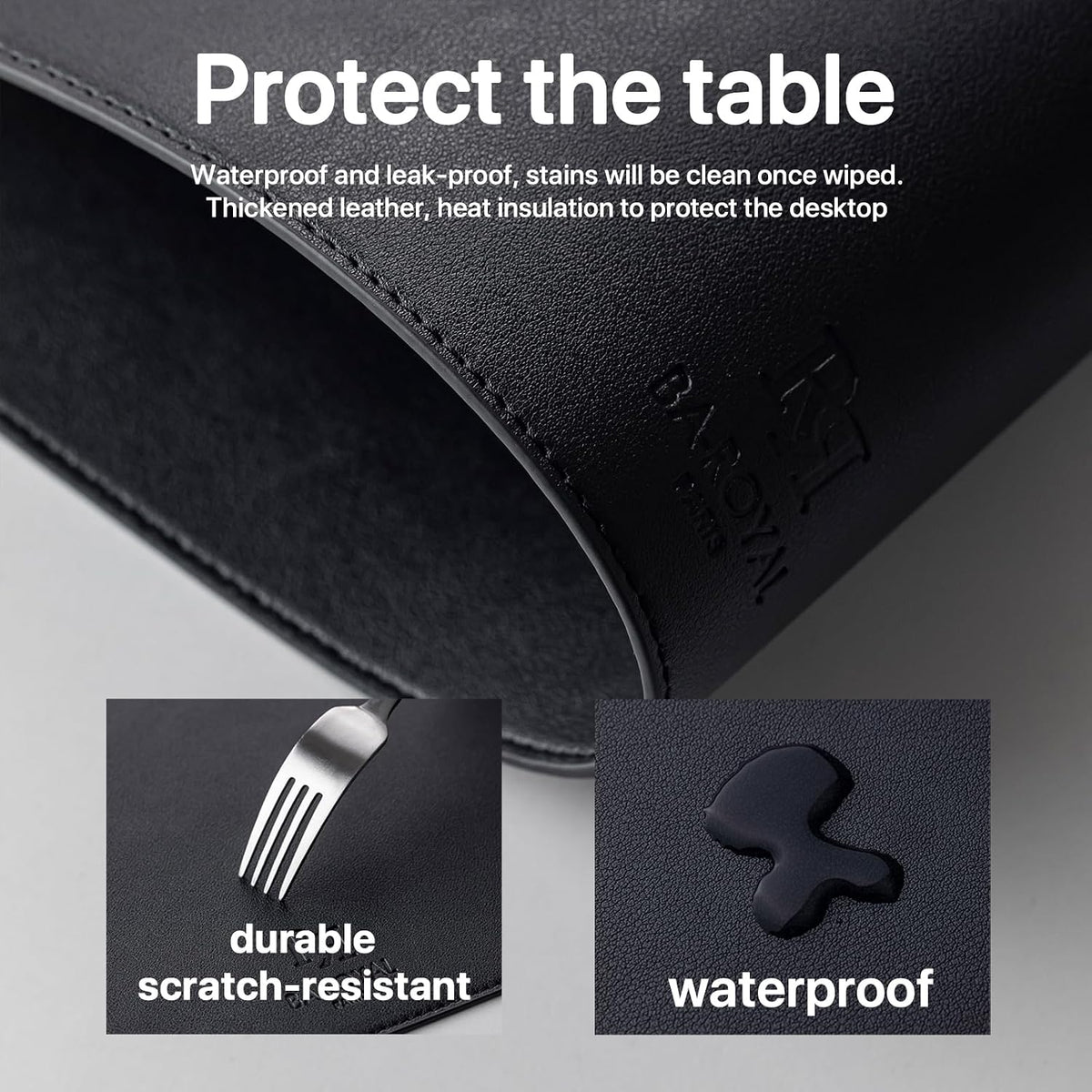 Baroyal Faux Leather Placemats Set of 12 Vinyl Washable Wipeable Table Mats for Kitchen Dining Table Heat Resistant