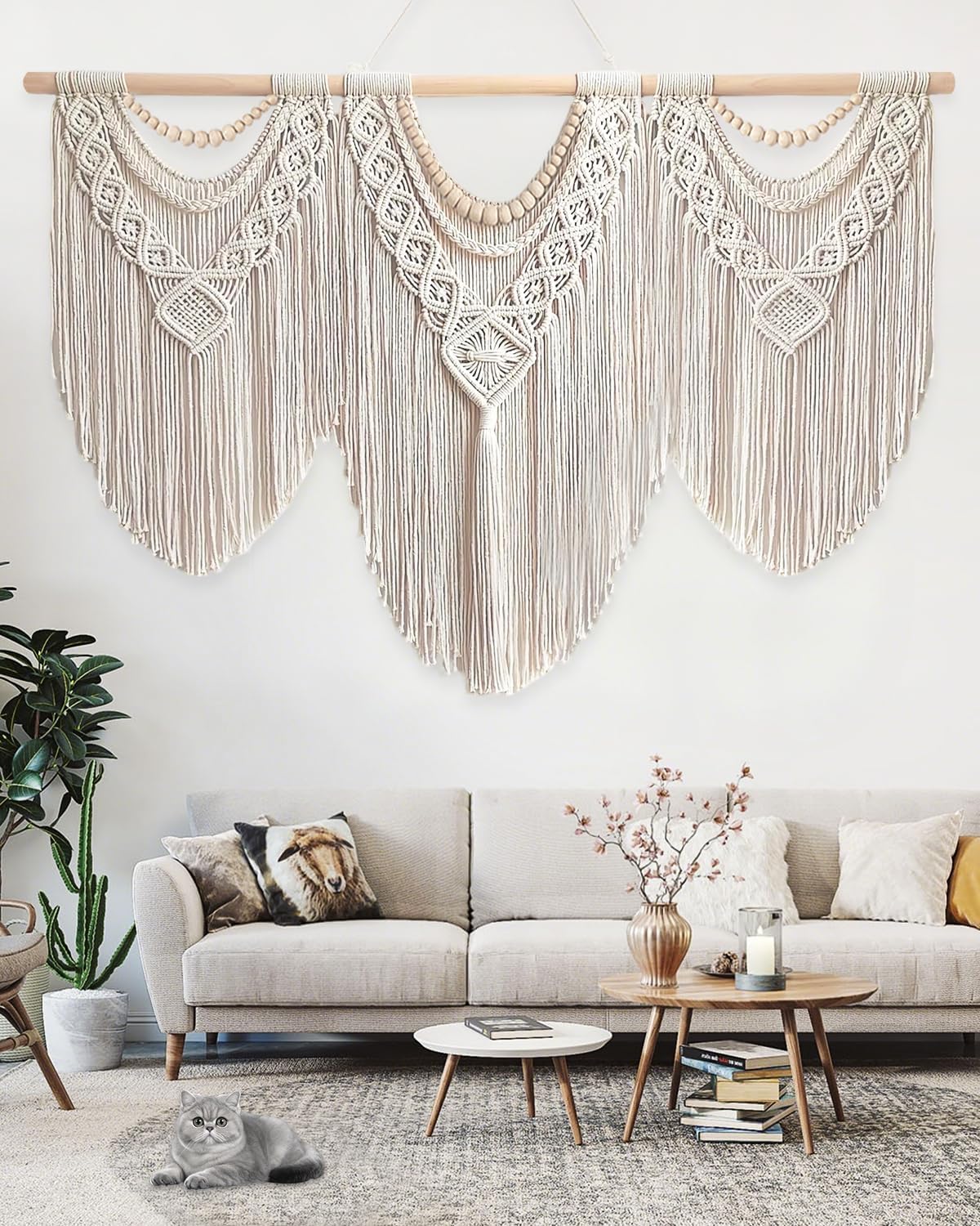 Large Macrame Wall Hanging Handmade Boho Tapestry / 43 x 32
