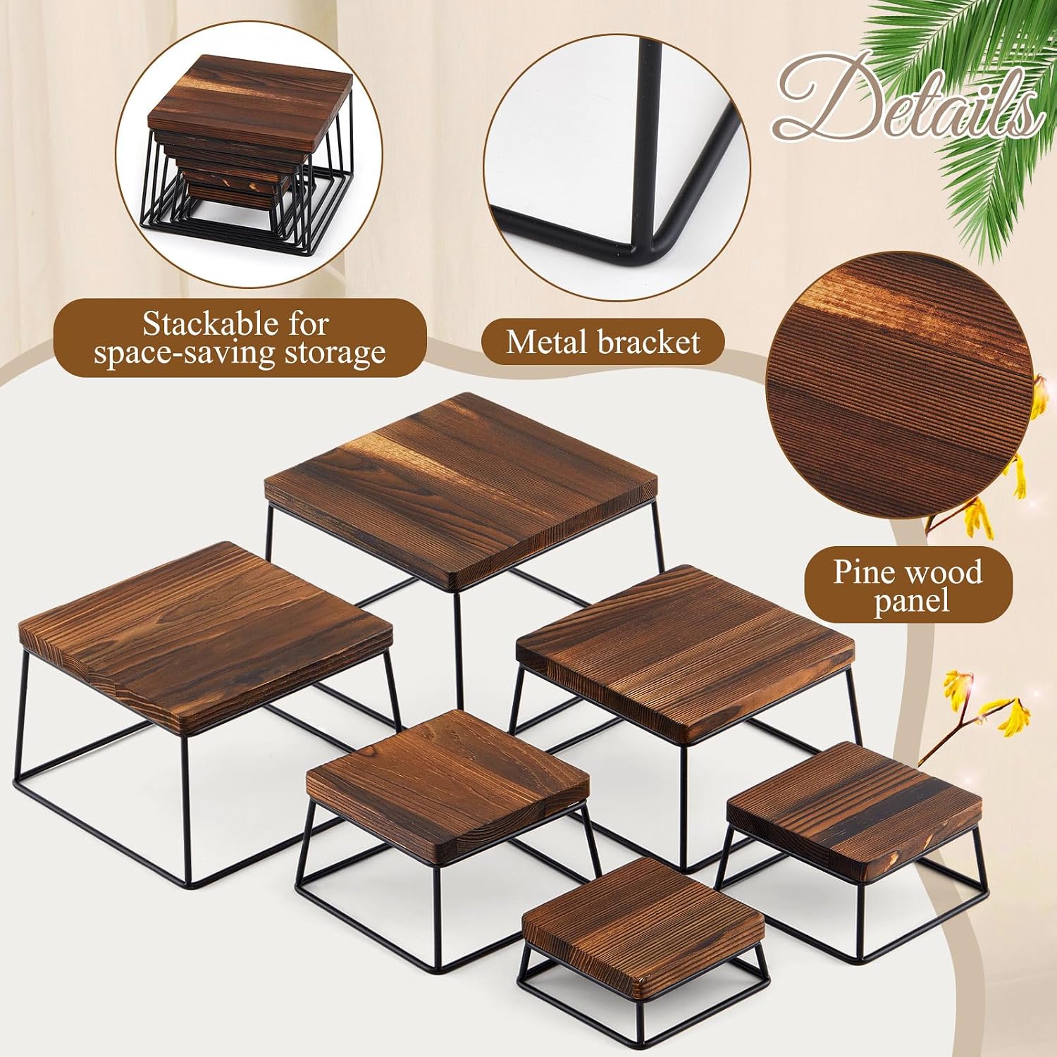Wood Cupcake Display Stand Rustic Dessert Table Wood Risers Display Stands / Set of 6