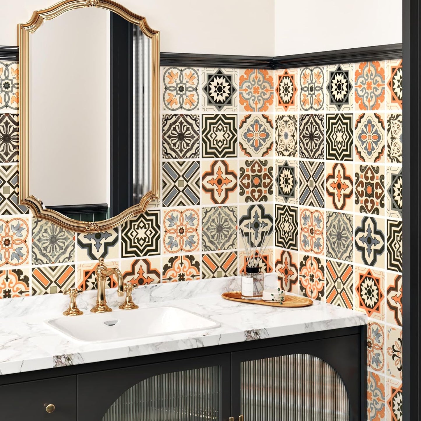 Boho Peel and Stick Wallpaper Tiles Waterproof Moroccan Tile Contact Paper