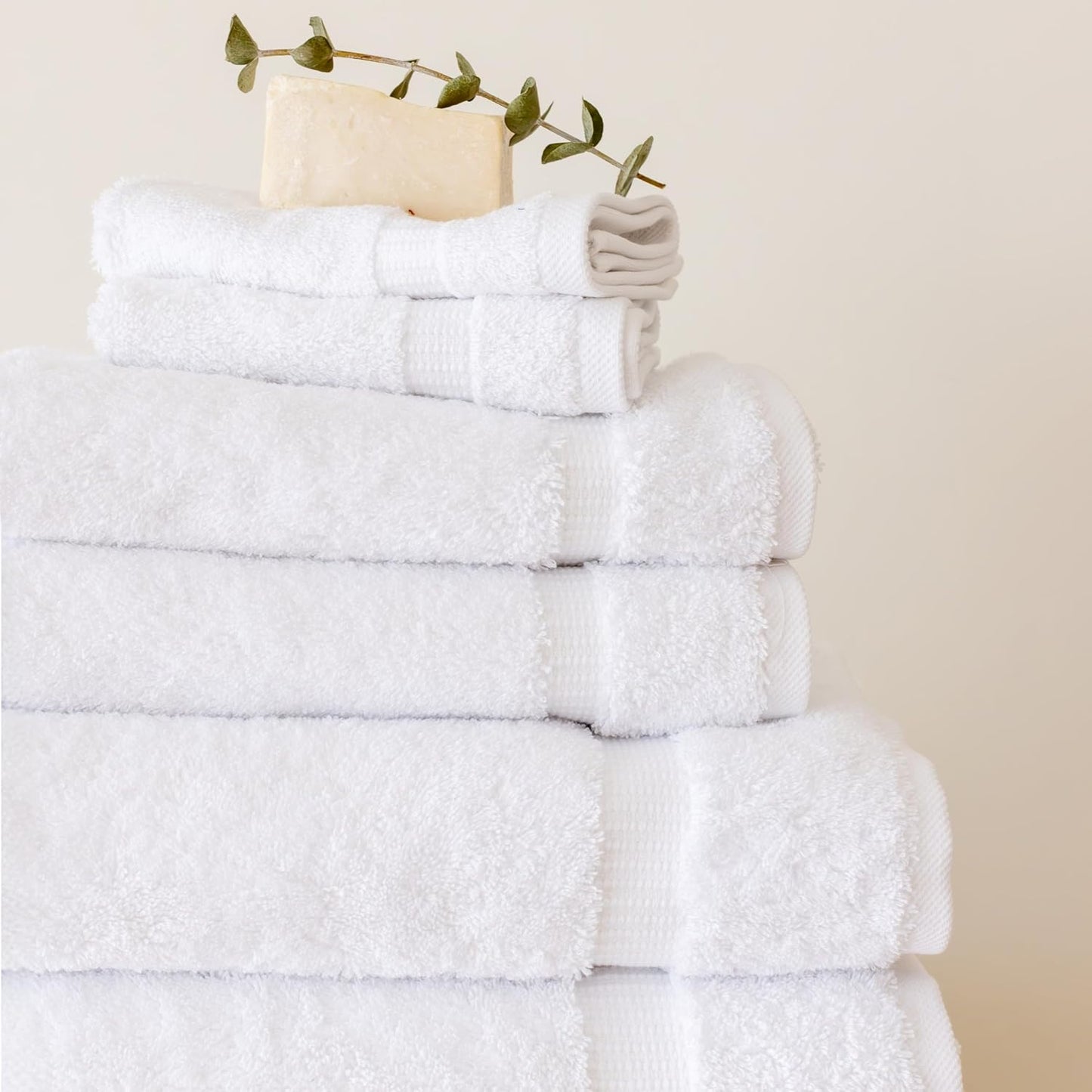 SALBAKOS 100% Turkish Cotton Bathroom Towel Set of 6-Piece, White | 630 Gsm Thick Super Soft Highly Absorbent 2 Bath +