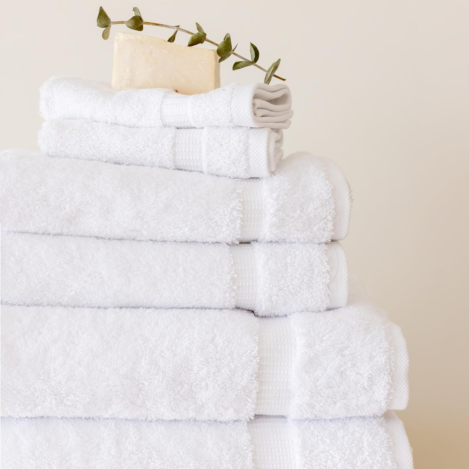 SALBAKOS 100% Turkish Cotton Bathroom Towel Set of 6-Piece, White | 630 Gsm Thick Super Soft Highly Absorbent 2 Bath +