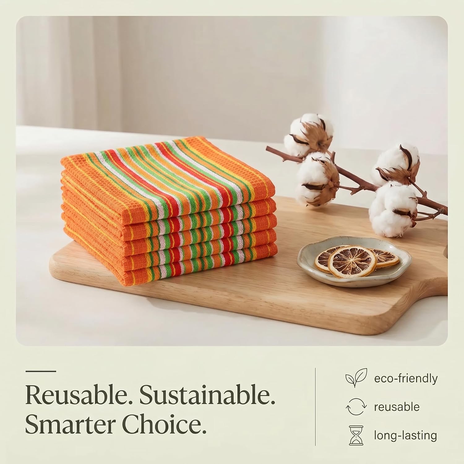 Urban Villa Kitchen Towels Cotton Dish Towels 20”x30” (Set of 6) Orange