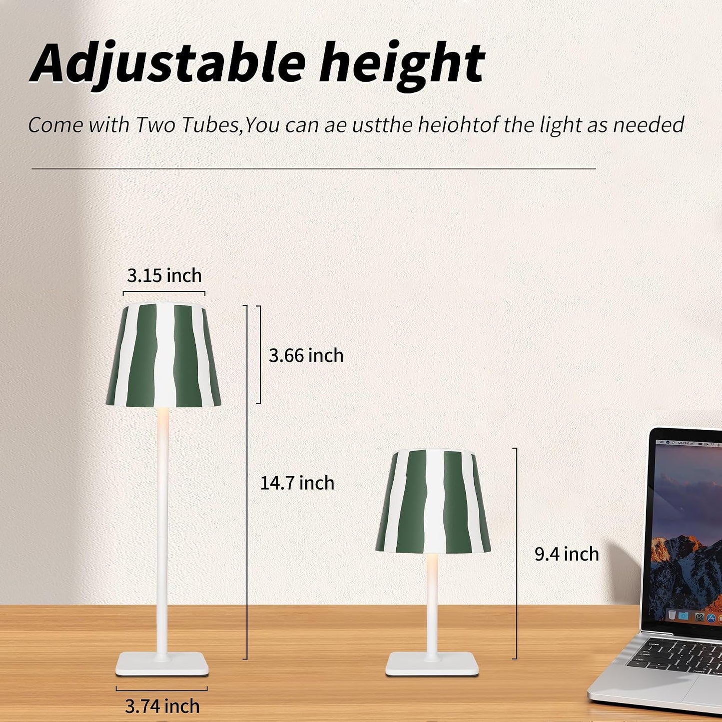 Mr. White Outdoor Waterproof Cordless Wireless Rechargeable Portable Top Touch Battery Operated Powered LED Table Lamp
