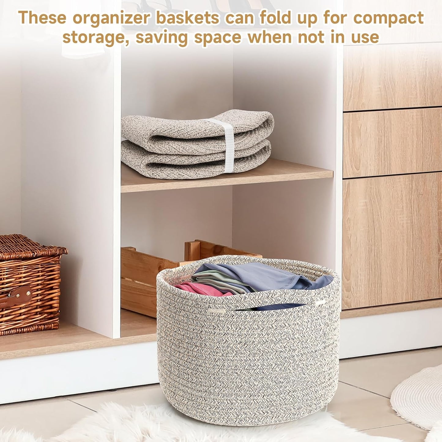 Round Woven Basket / Brown / Set of 3