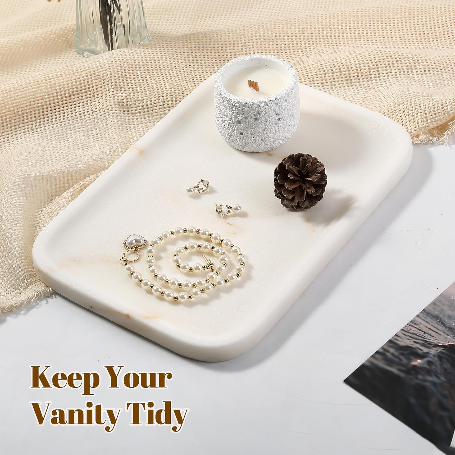 Marble Tray / Golden Calacatta / Natural / 12 x 8