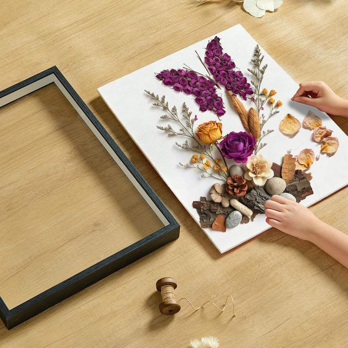 18x24 Large Shadow Box Frame with Thickened Acrylic Panel & Pins | With Linen Back, Upgraded 1.7" Deep Black Shadow Box