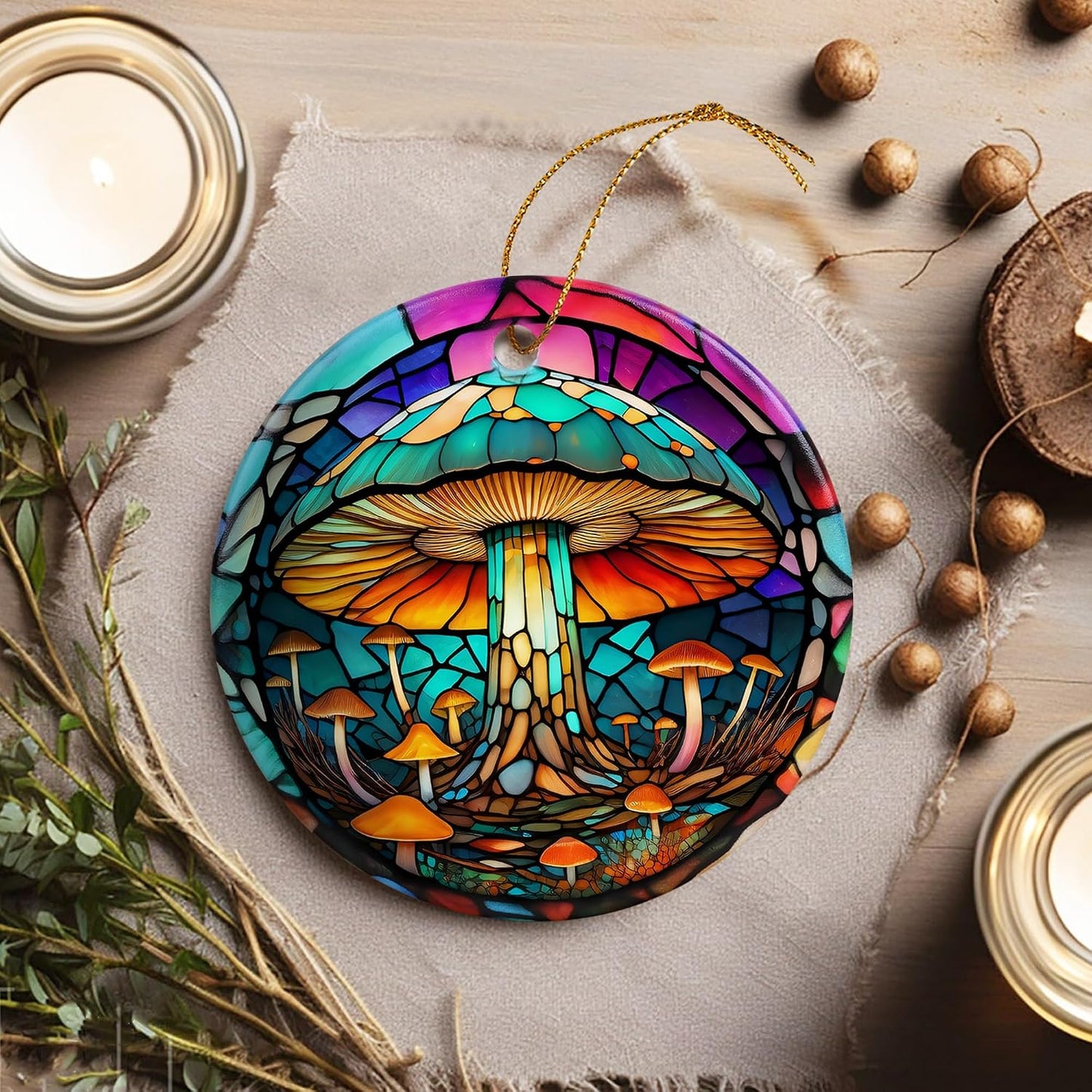 Stained Ceramic Mushroom Ornament / Mushroom-s126