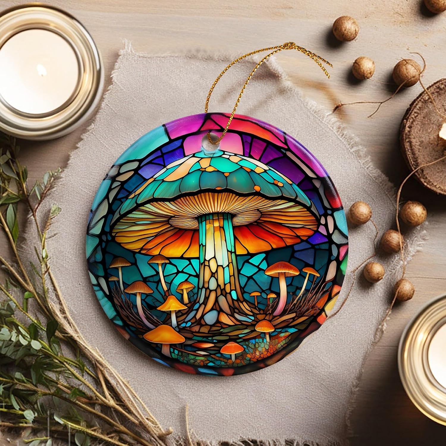 Stained Ceramic Mushroom Ornament / Mushroom-s126