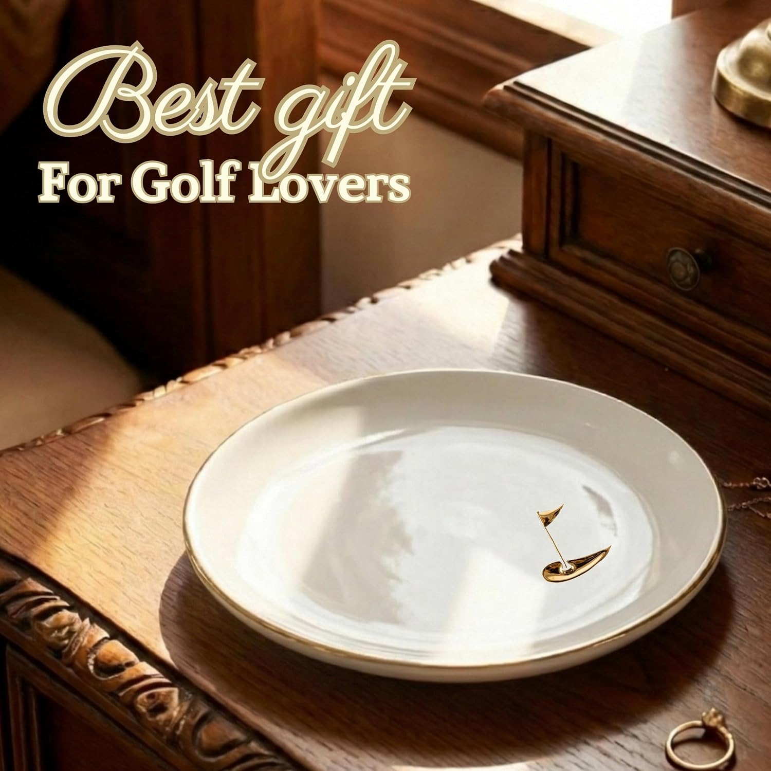 4.75" Handcrafted Ceramic Ring Dish / Gold