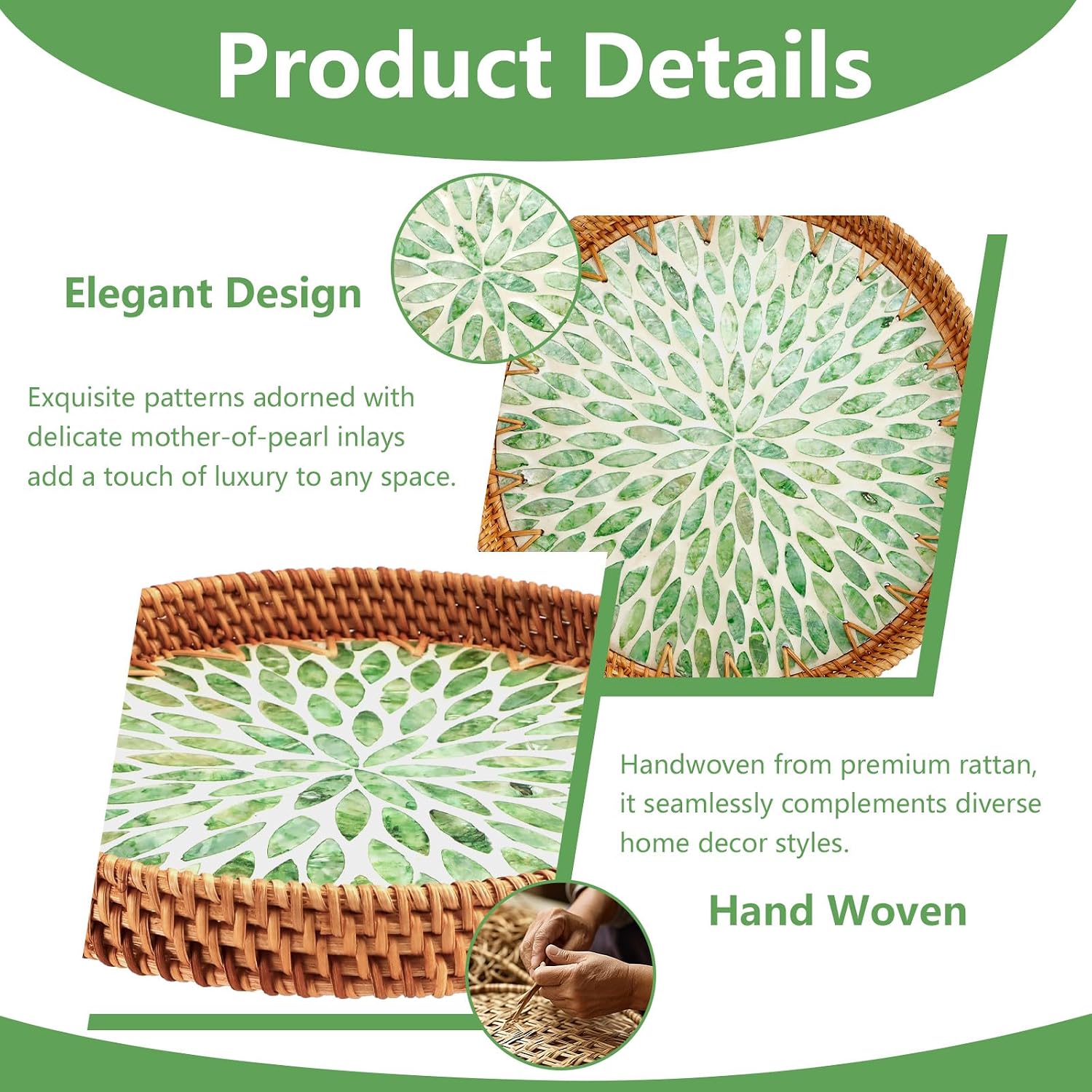 Round Rattan Tray / Set of 2