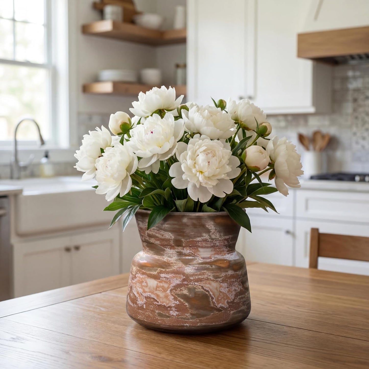 Rustic Ceramic Vase Home Decor / Brown Gray / 6 Inch