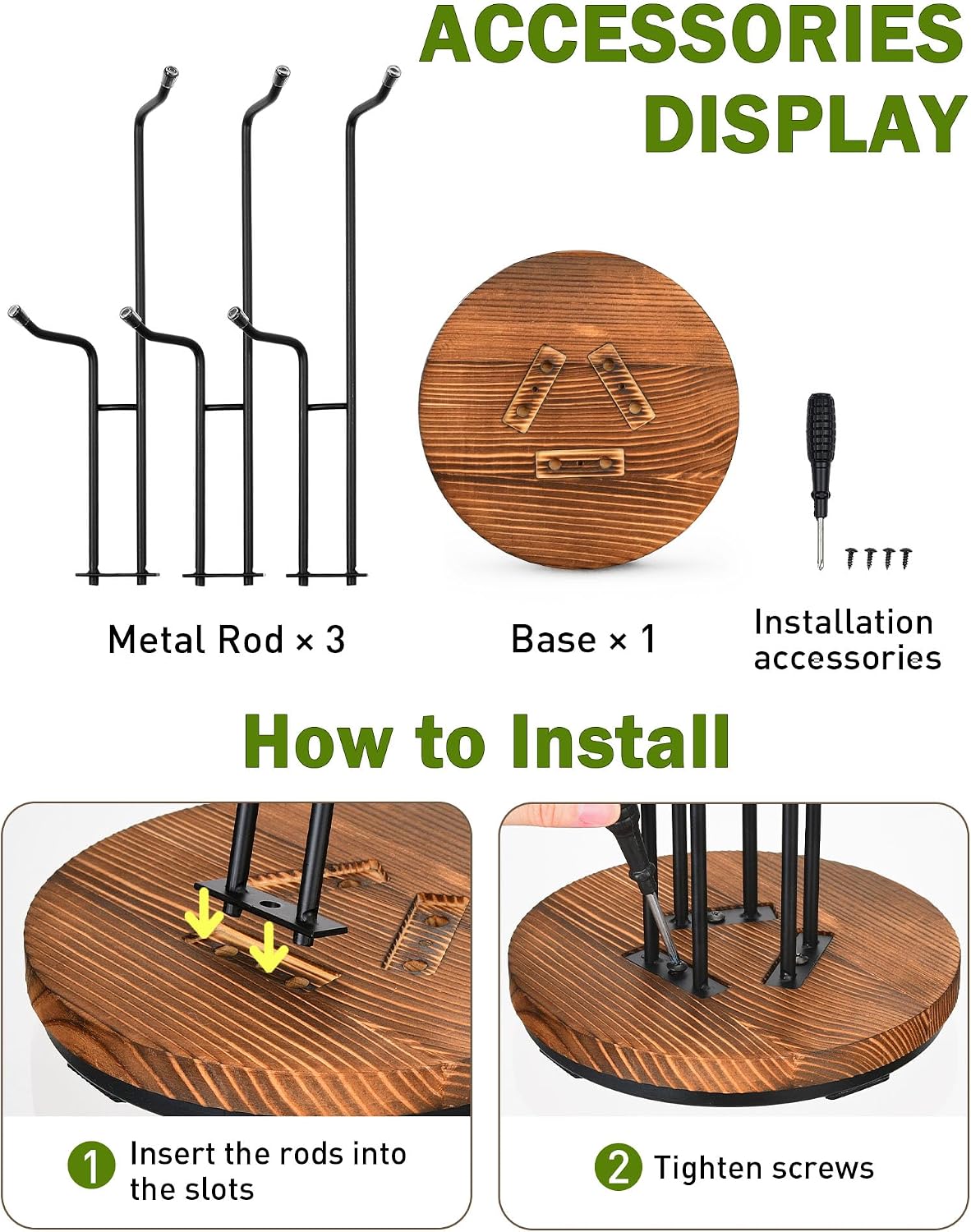 Rotating Large Mug Tree for Counter, Coffee Mug Holder, 6 Hooks | Cup Holder Stand for Countertop, Metal Rack &