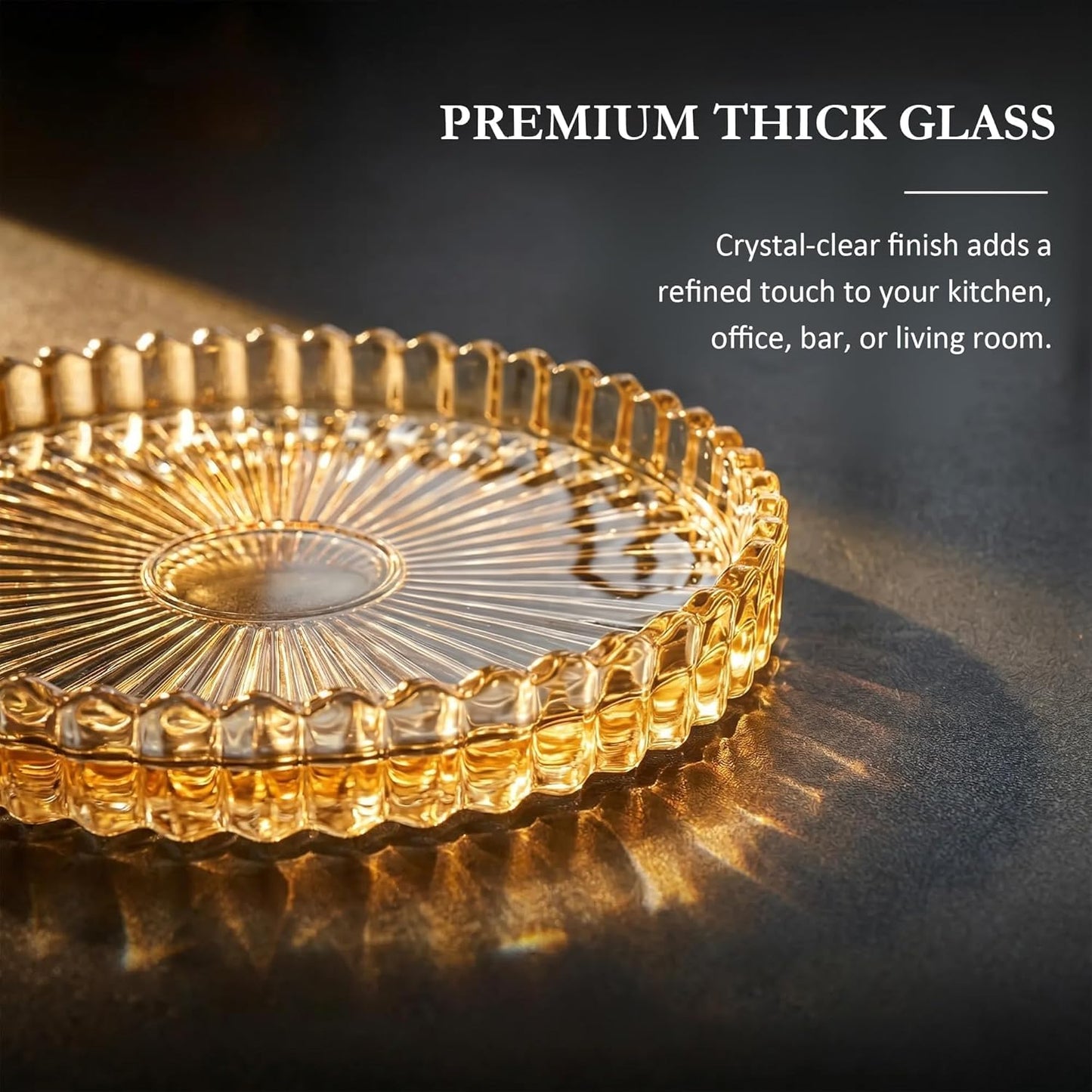 Holder Crystal Coaster Round Cup Coasters Coffee Table / Amber / Clear / Set of 6