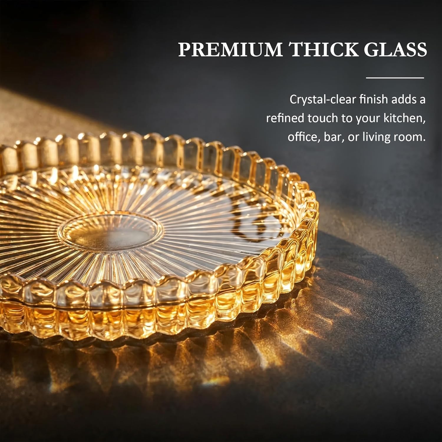Holder Crystal Coaster Round Cup Coasters Coffee Table / Amber / Clear / Set of 6