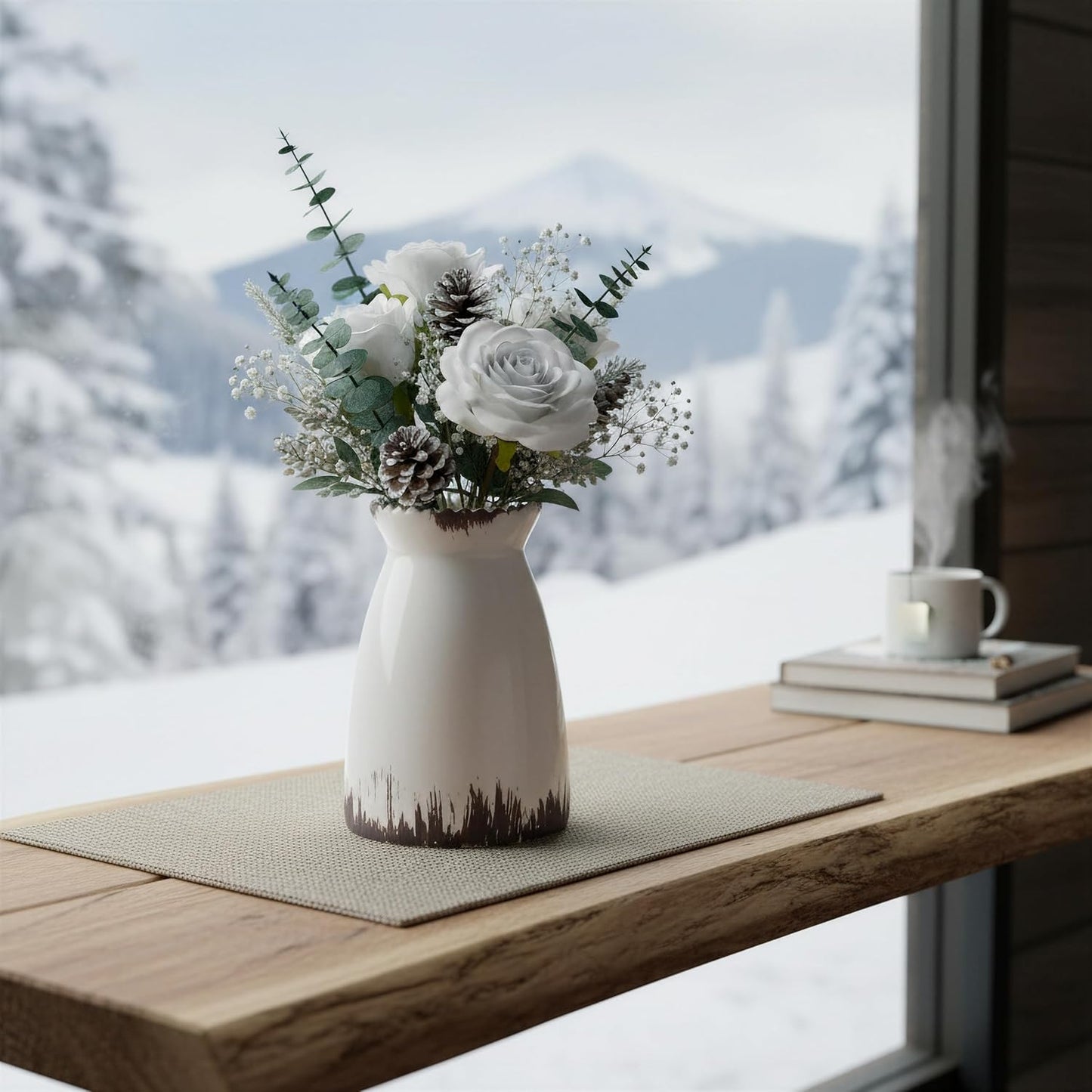 Modern Vases / White Flower Vase- Ceramic Vase for Decor / White Antique-7inch