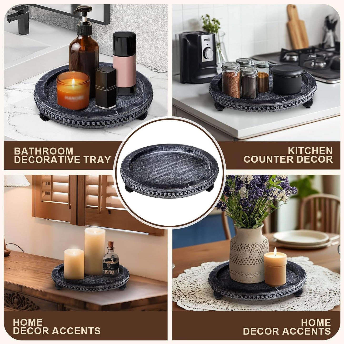 Farmhouse Small Decorative Trays / Retro Black