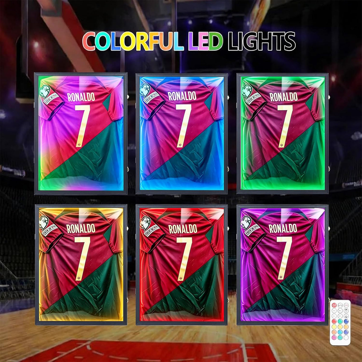Jersey Frame Display Case with LED and Lock, 1-Pack Matte Black | oazhpon Jersey Frame 1-Pack Lockable Box with LED, UV