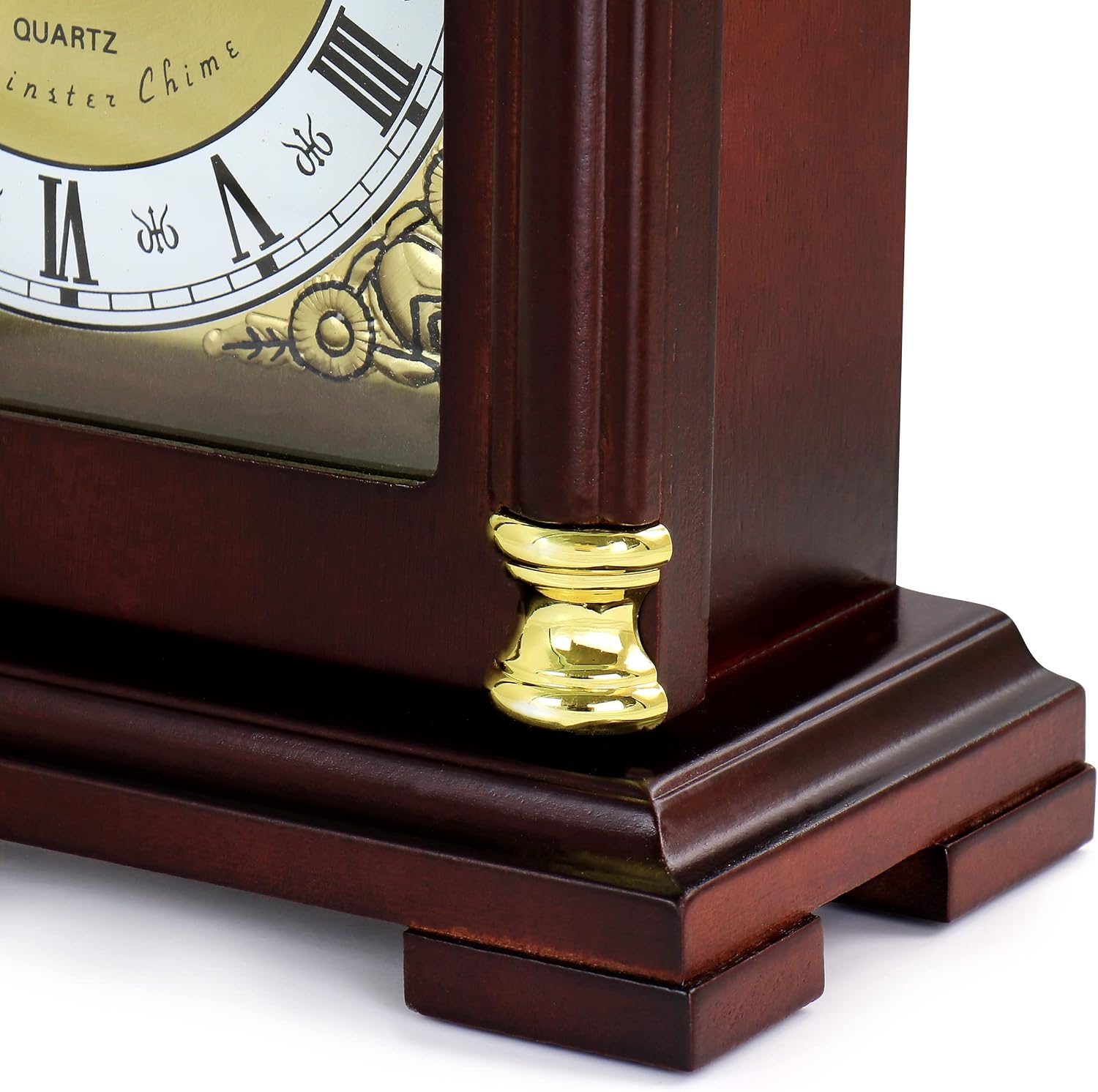 Bedford Clock Collection Redwood Mantel Clock with Chimes