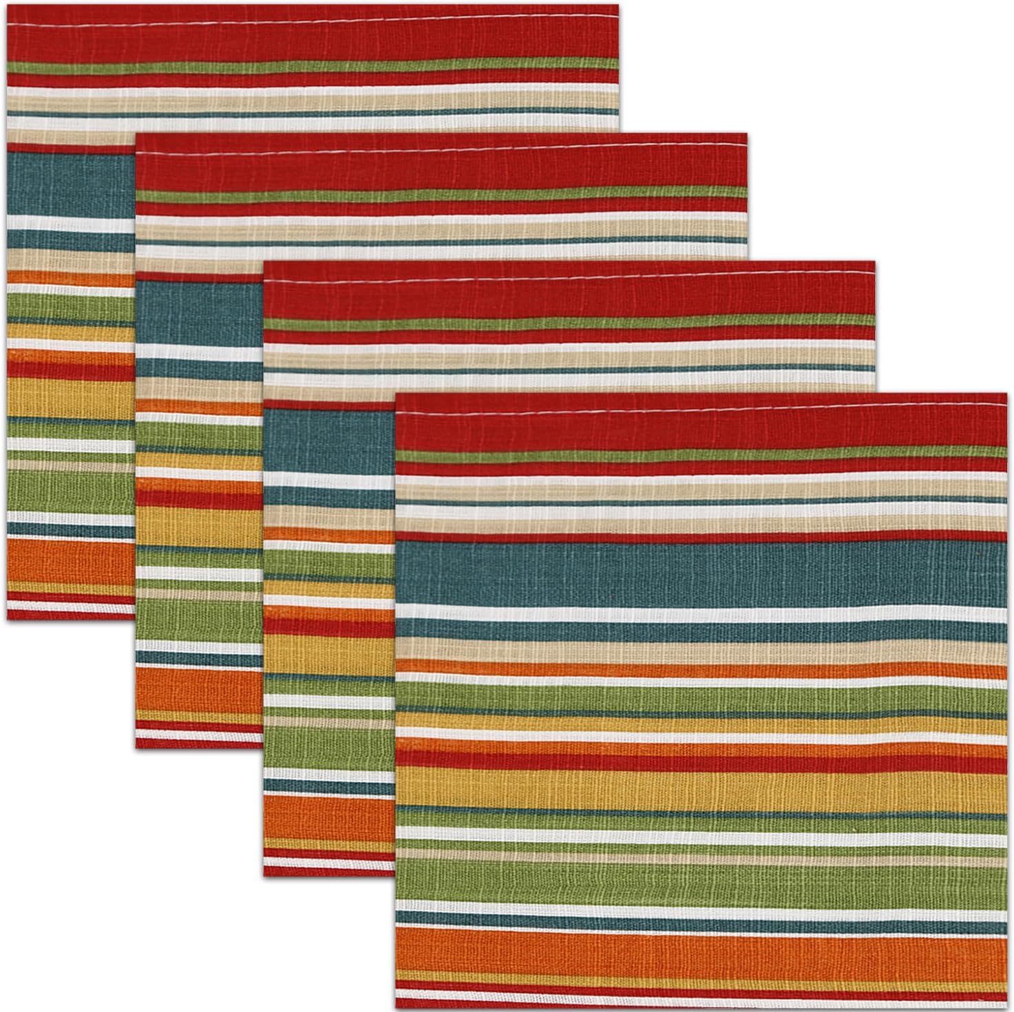 Ruvanti Cloth Napkins Set of 6, 100% Cotton 18”x18” - Multi Stripes | Washable, Soft, Durable & Absorbent Everyday