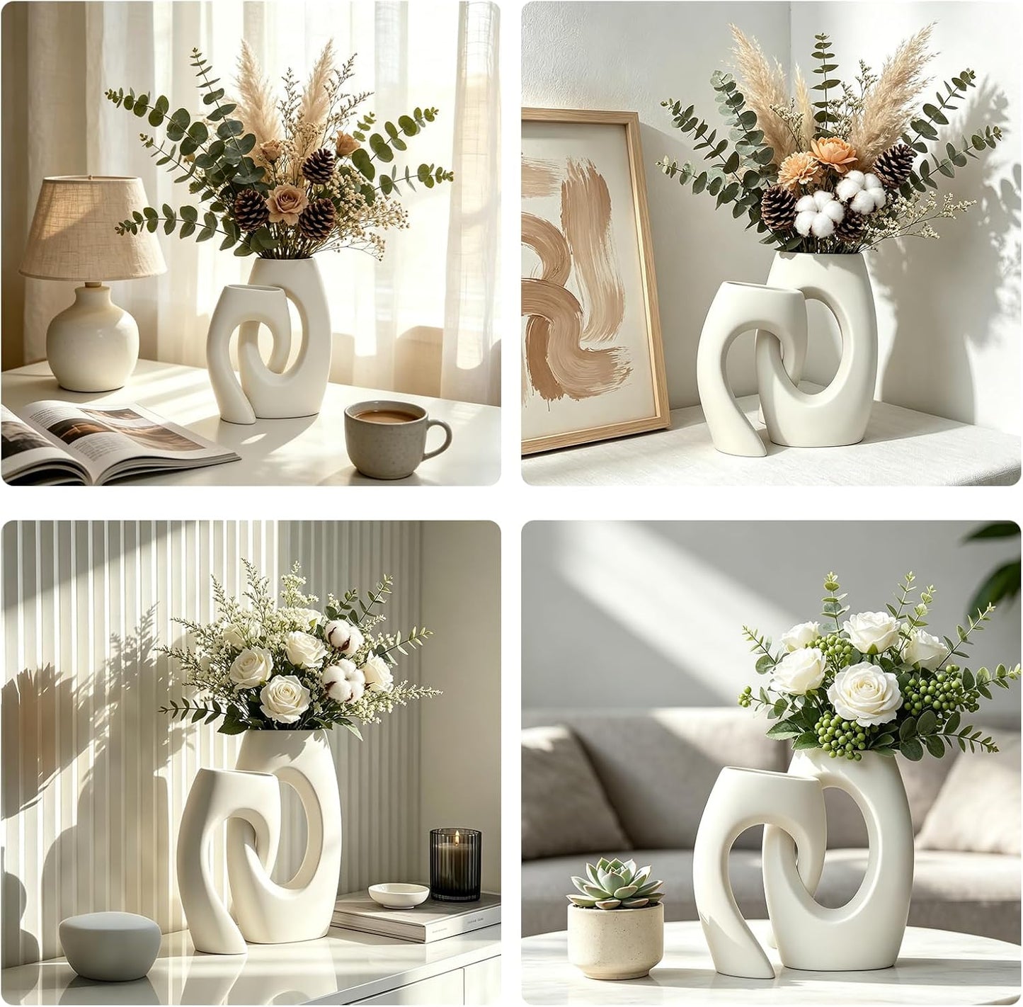 Ceramic Vase by / White / Set of 2