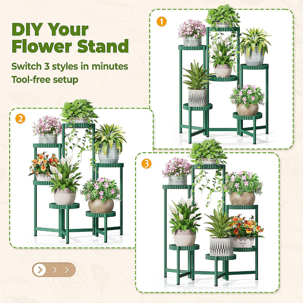 6 Tier Large Plant Stand Indoor, 7.9 Inch Wide Tall Corner Metal Plant Stands Outdoor for Multiple Plants, Folding