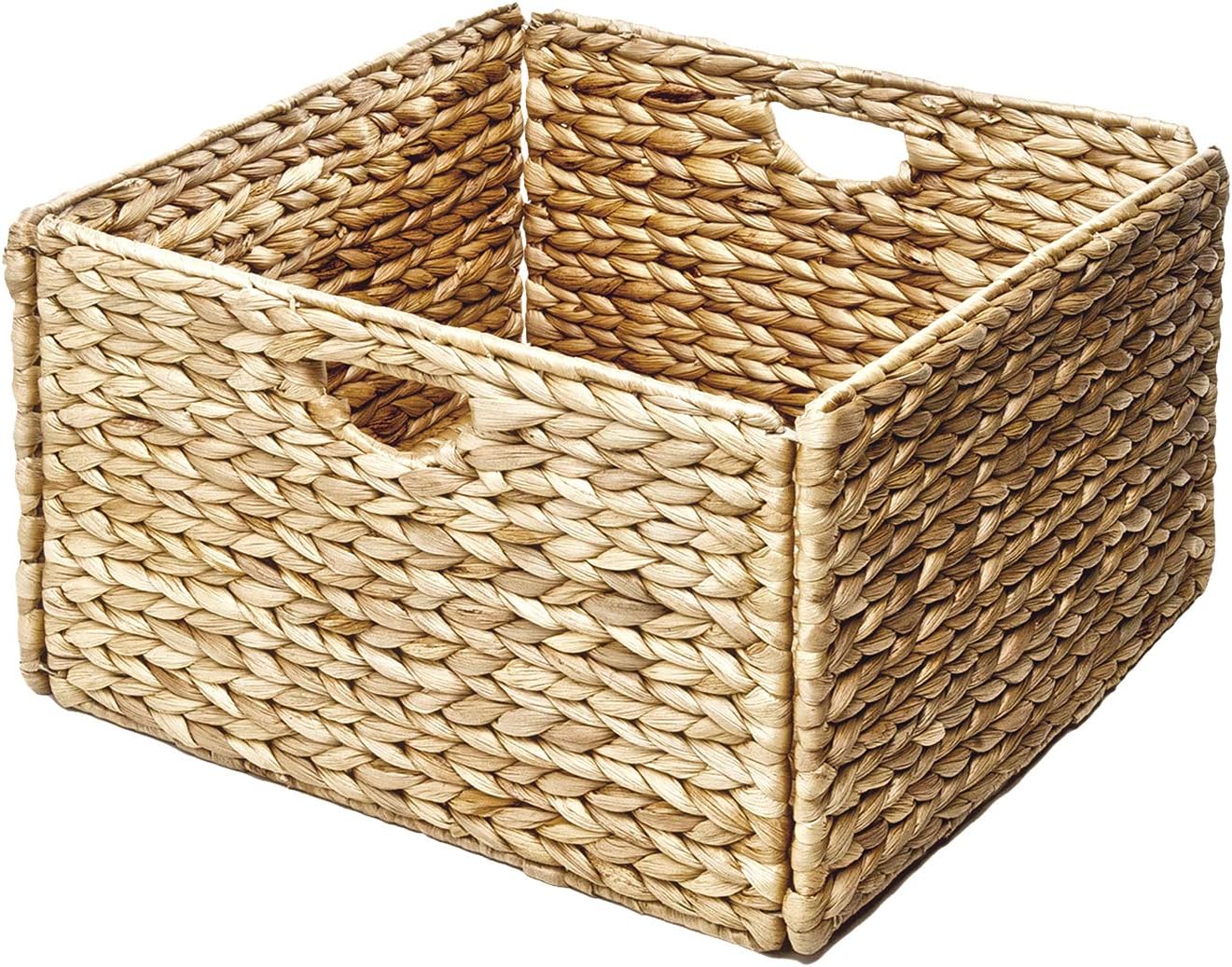 Natural Handwoven Portable Laundry Bin Basket / Natural Water Hyacinth / Rectangular / Set of 2
