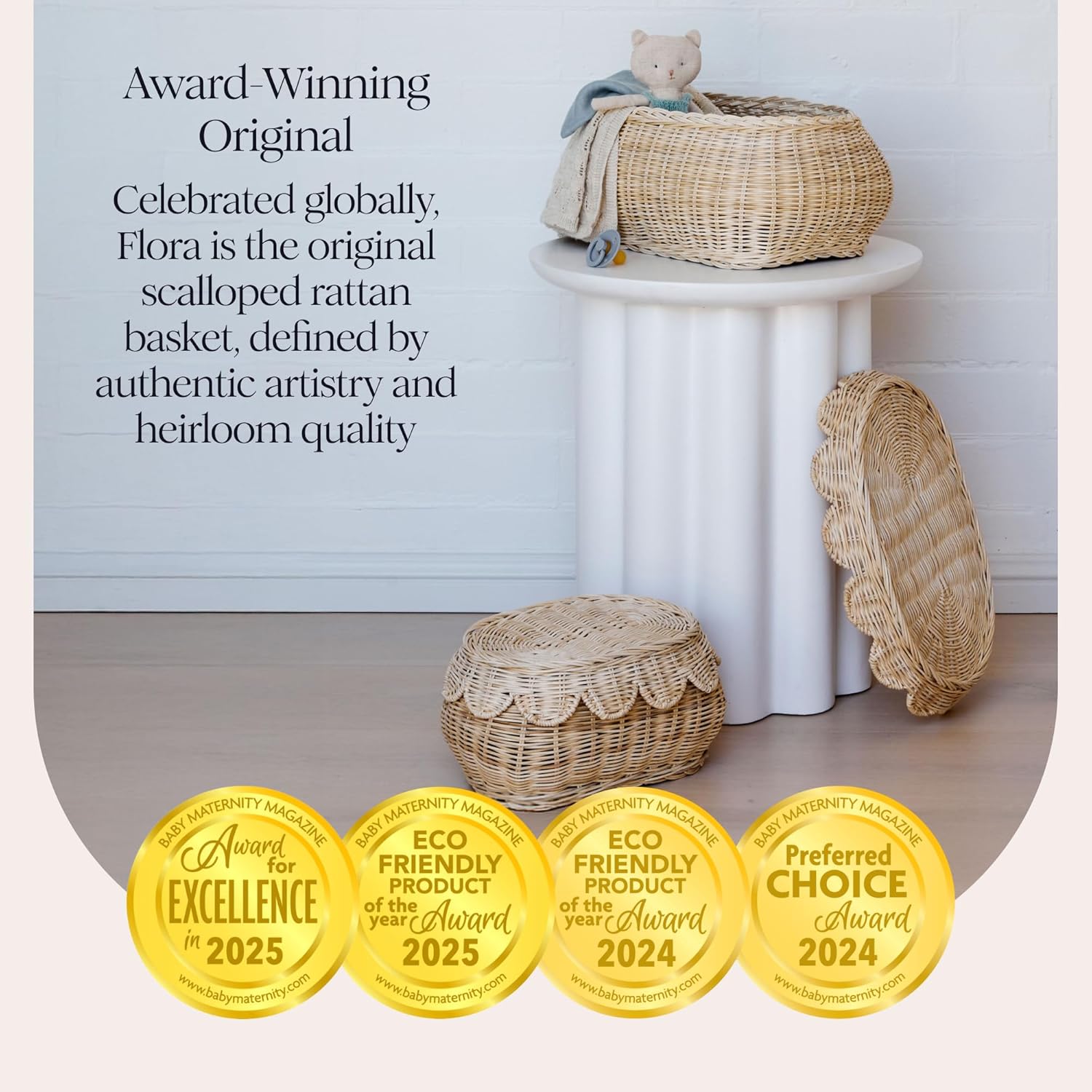 The Original Scalloped Basket / Natural / 15 x 11 x 6 / Set of 2