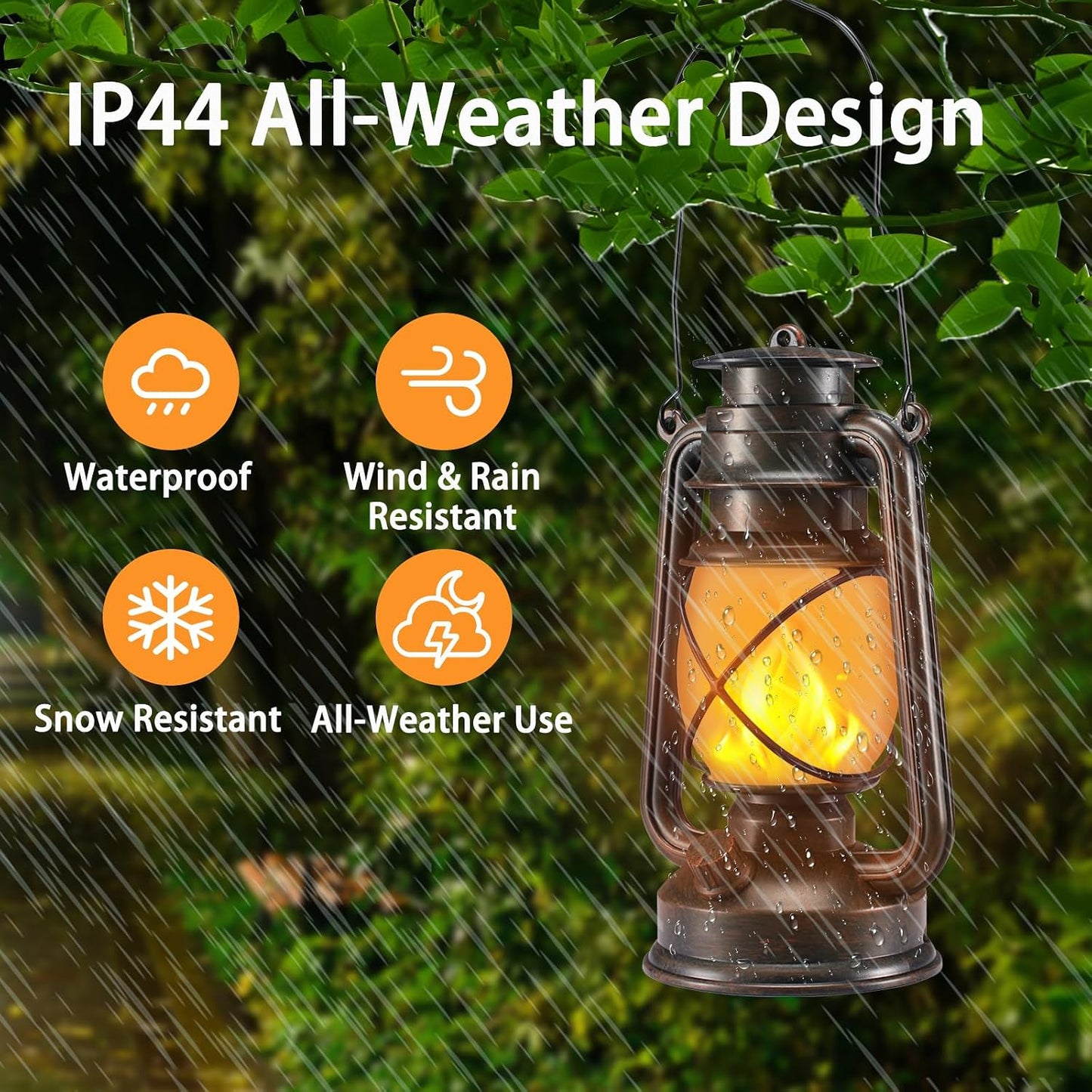 Outdoor Lanterns Waterproof Hanging Vintage LED Camping Lamps with Dancing Flame Non-Solar Remote Control Light