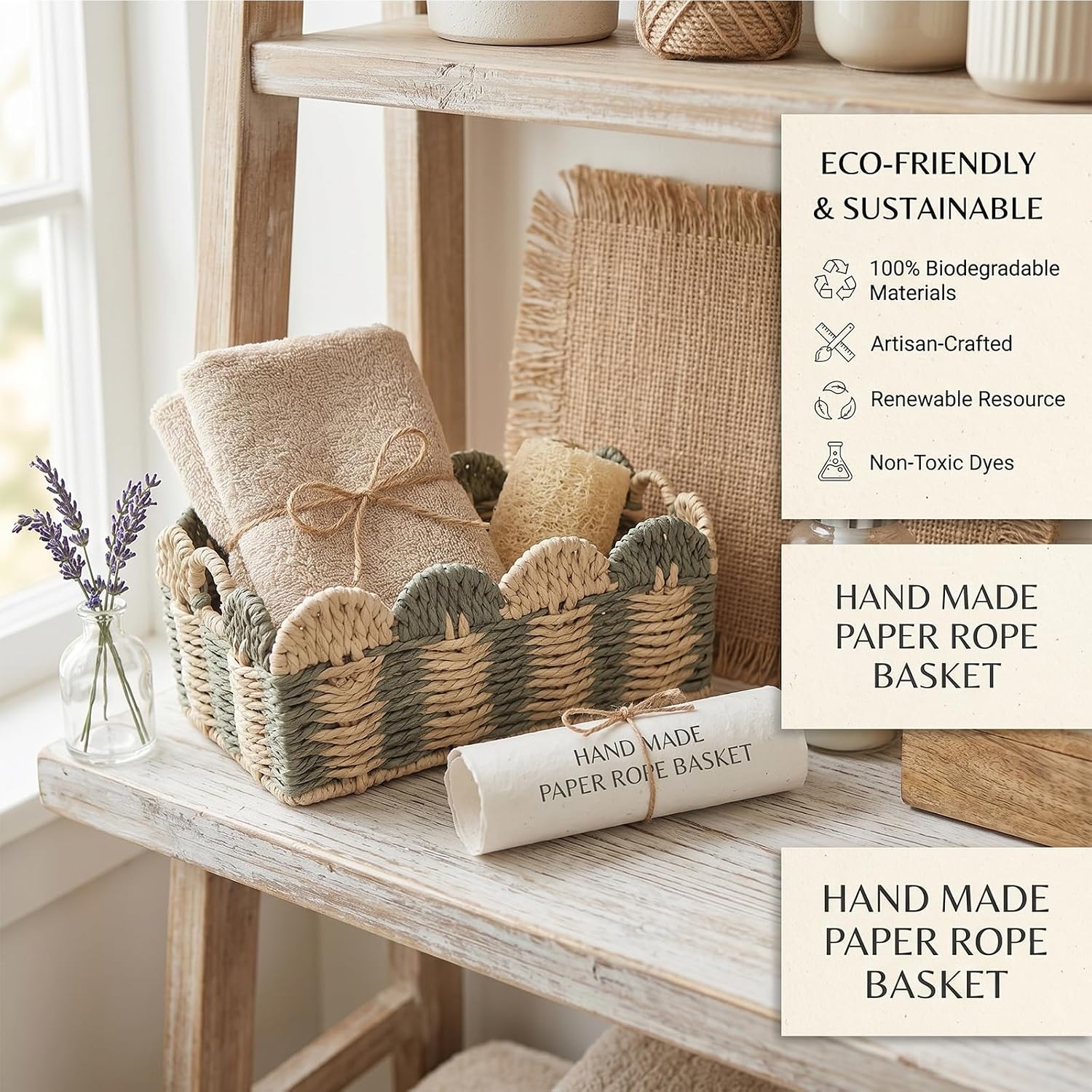 Handmade Paper Rope Basket / Small