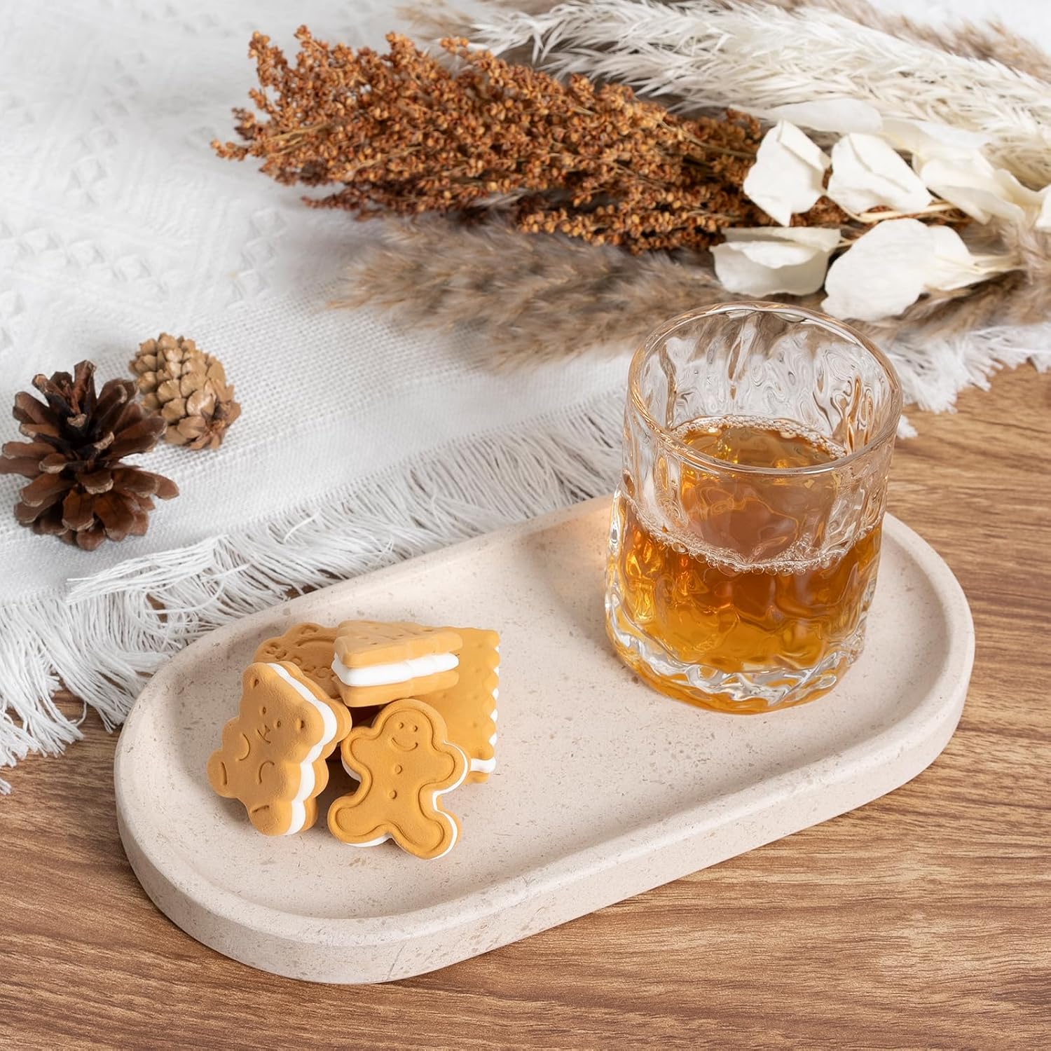 Catchall Trays / Natural Marble Tray / Moca Crema Yellow / 10 x 5 x 0.7